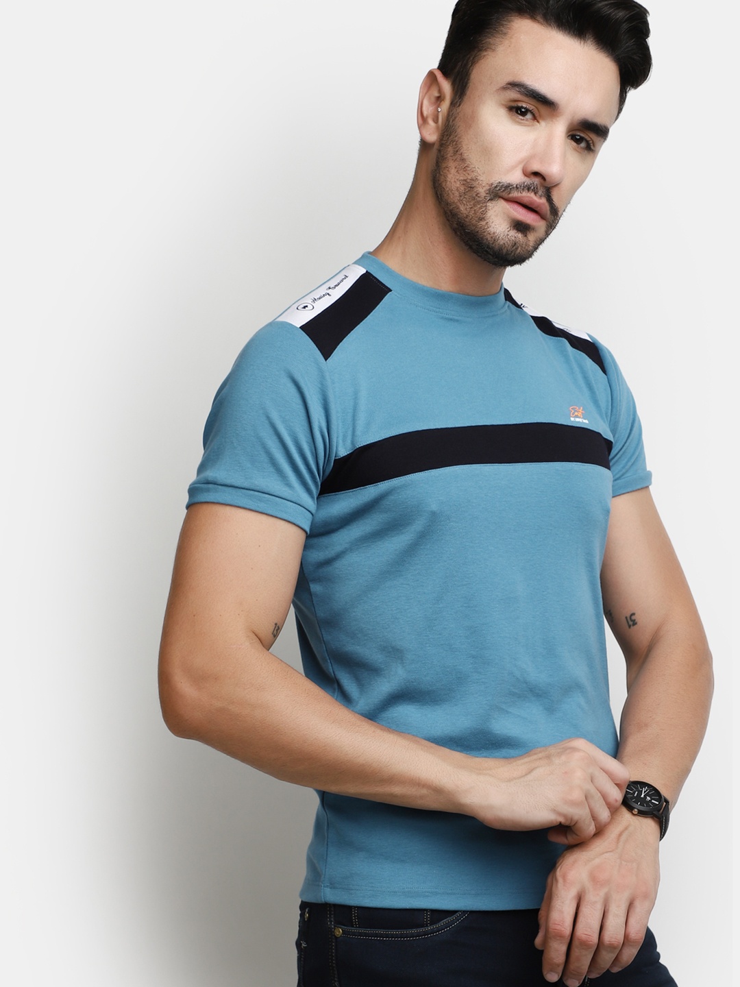 

V-Mart Round Neck Knitted T-shirt, Blue