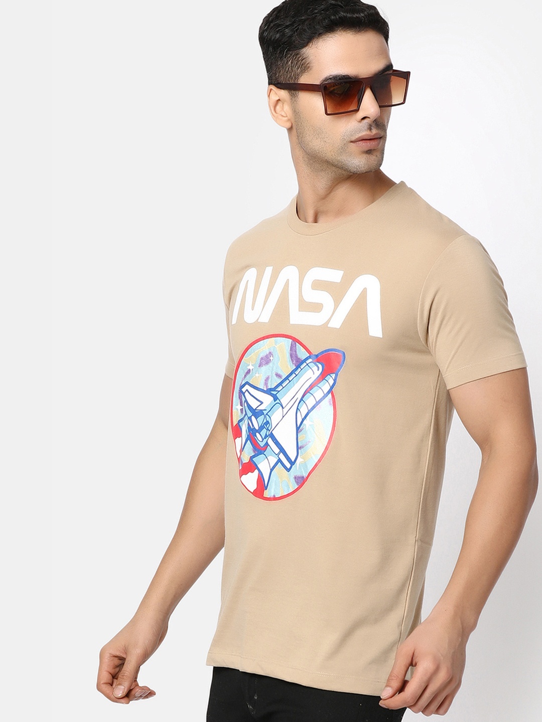 

V-Mart NASA Typography Printed Cotton T-shirt, Khaki