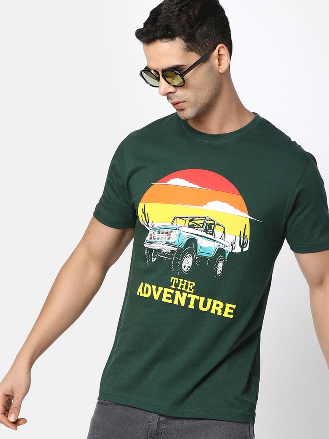 

V-Mart Graphic Printed Cotton T-shirt, Green
