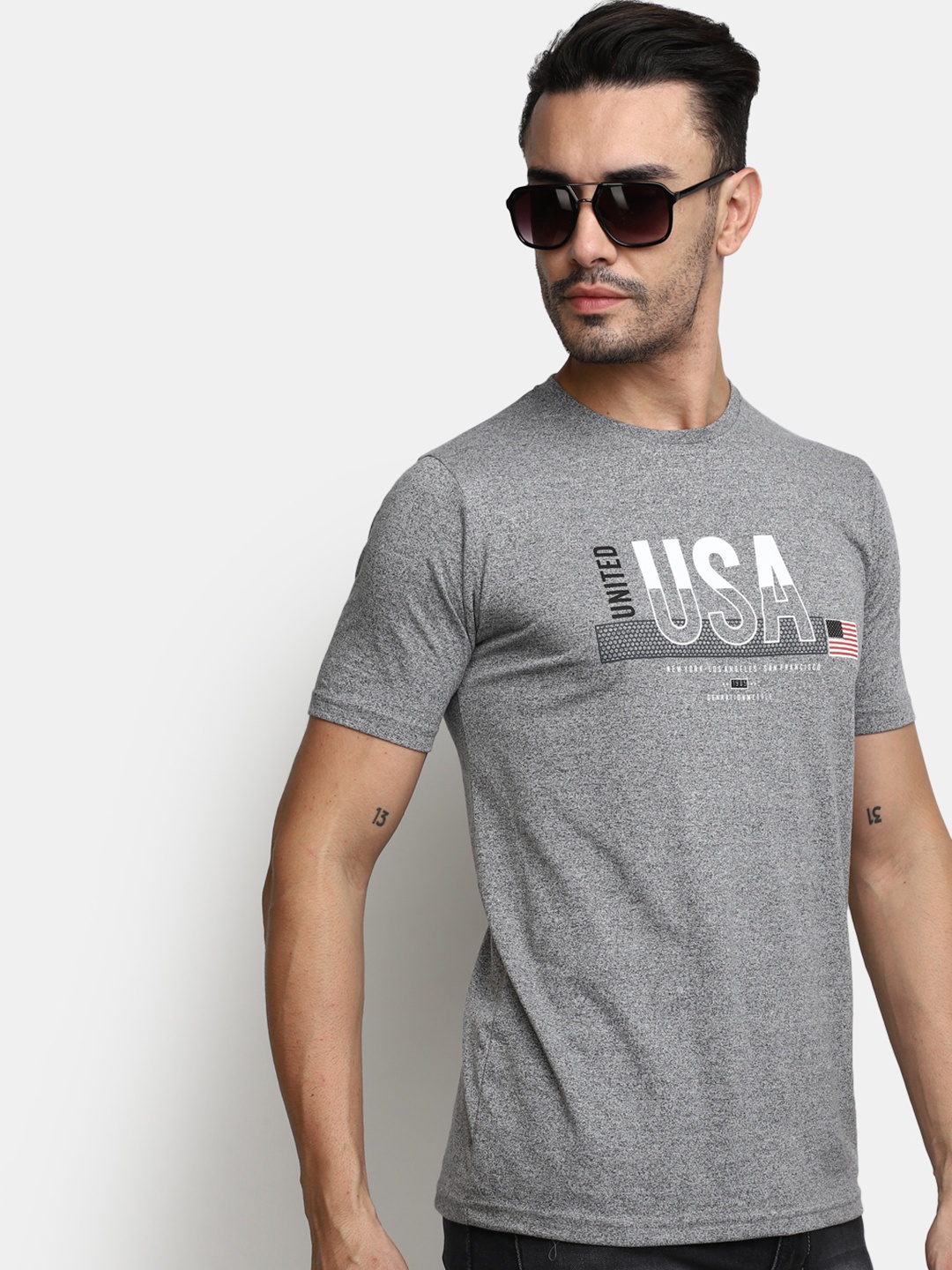 

V-Mart Typography Printed Cotton Slim Fit T-shirt, Grey