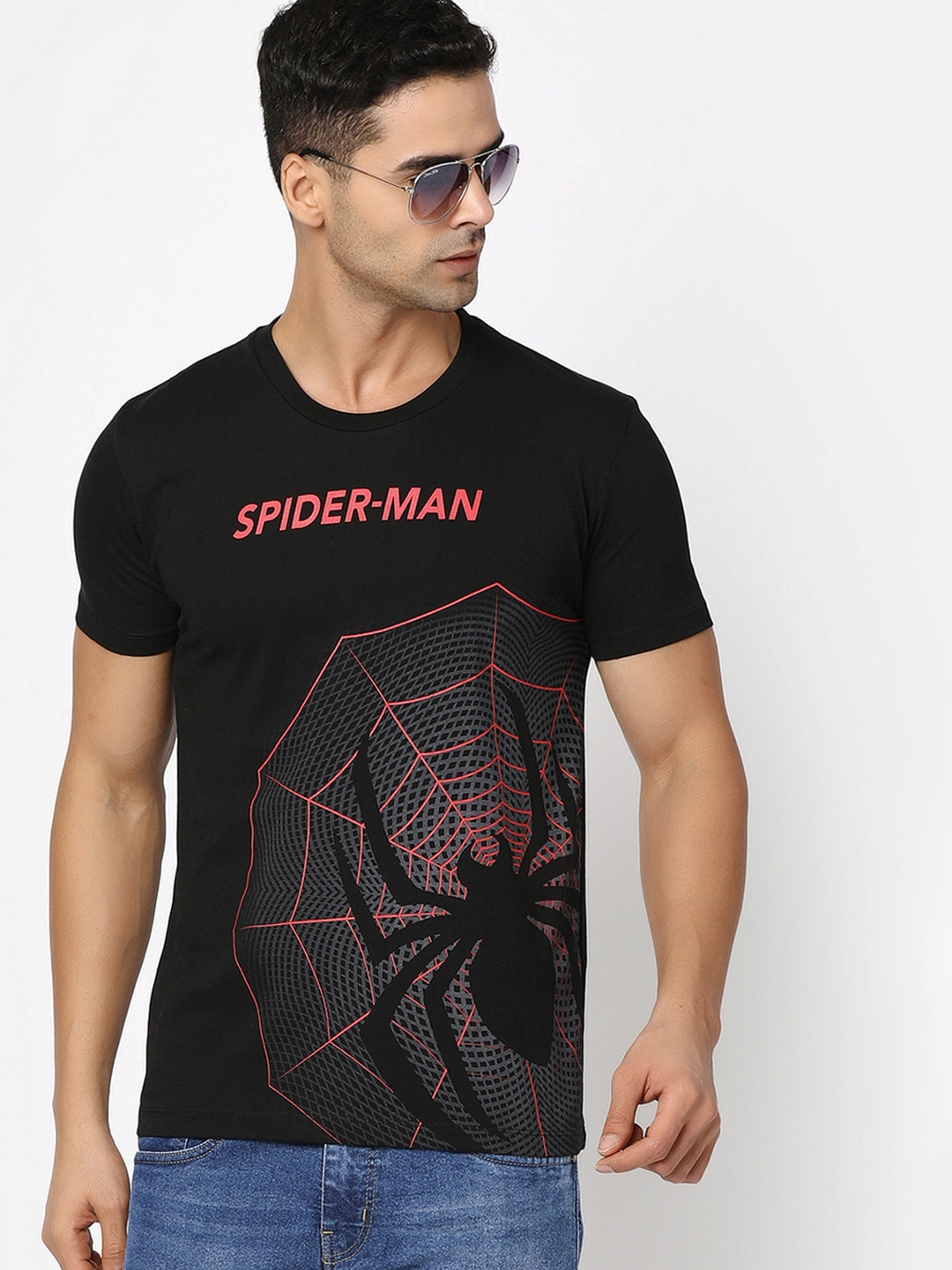

V-Mart Men Spideman Printed T-shirt, Black