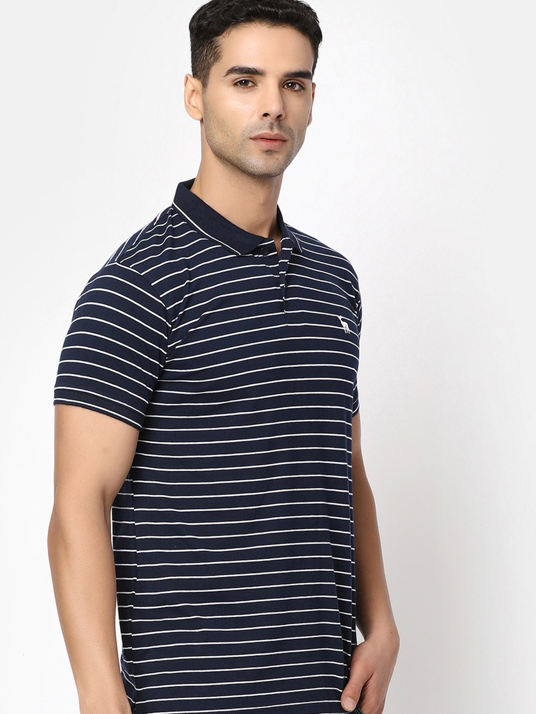

V-Mart Striped Polo Collar Cotton T-shirt, Blue