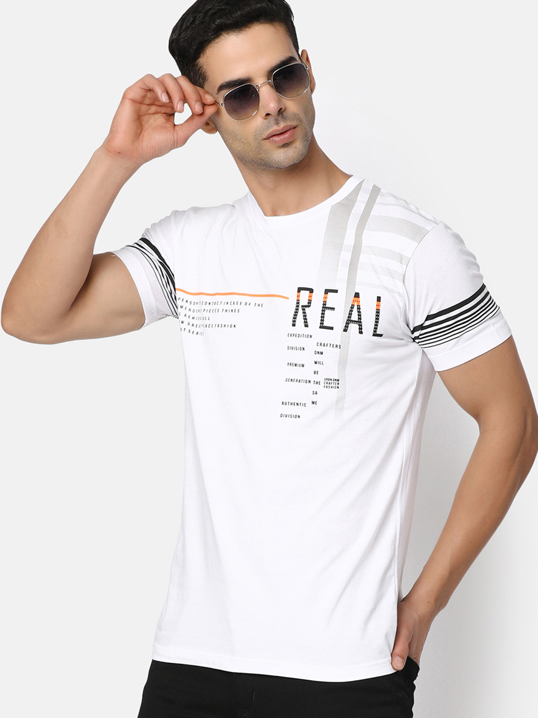 

V-Mart Typography Printed Slim Fit Cotton Casual T-shirt, White