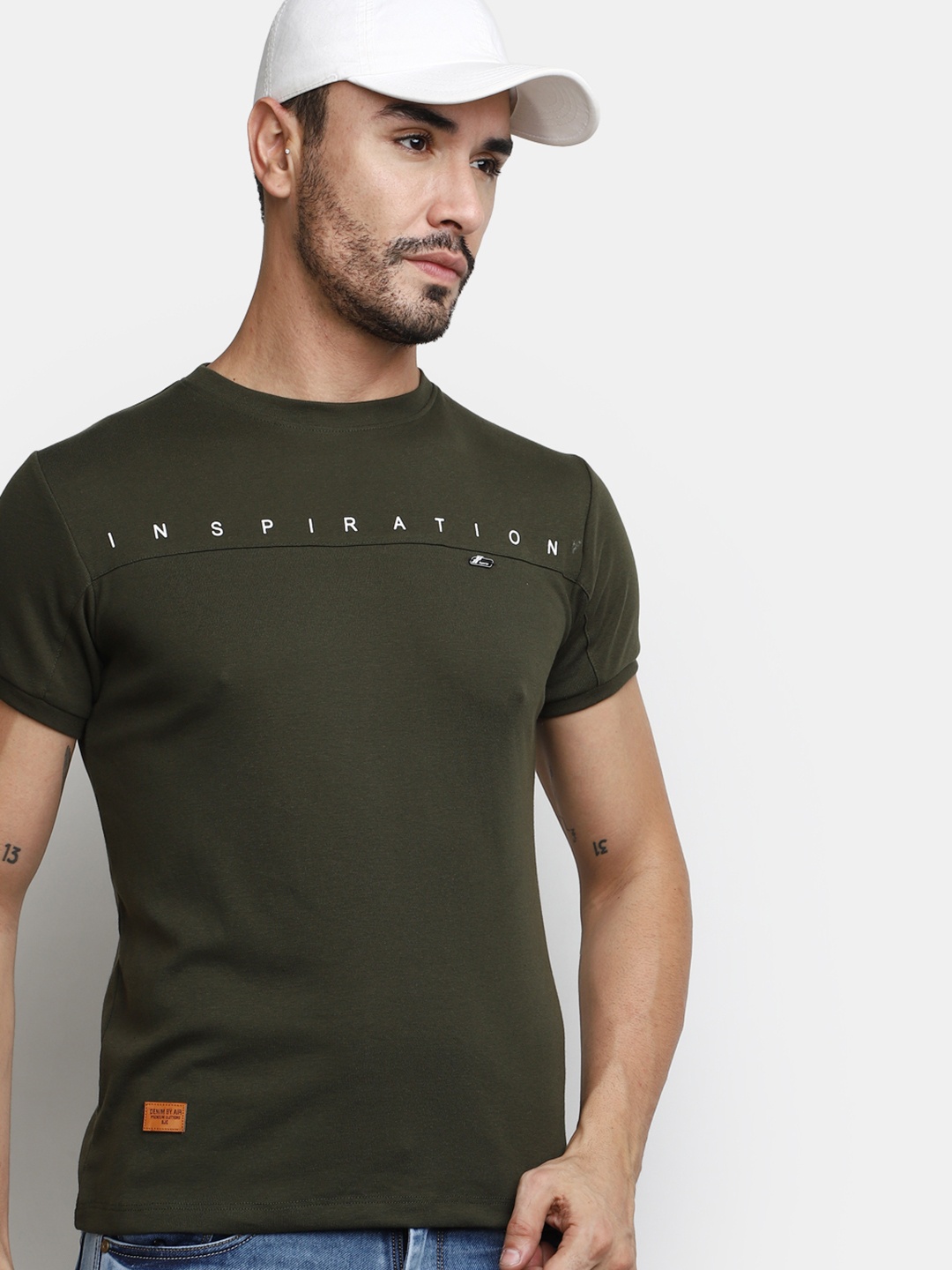 

V-Mart Typography Printed Cotton T-shirt, Green