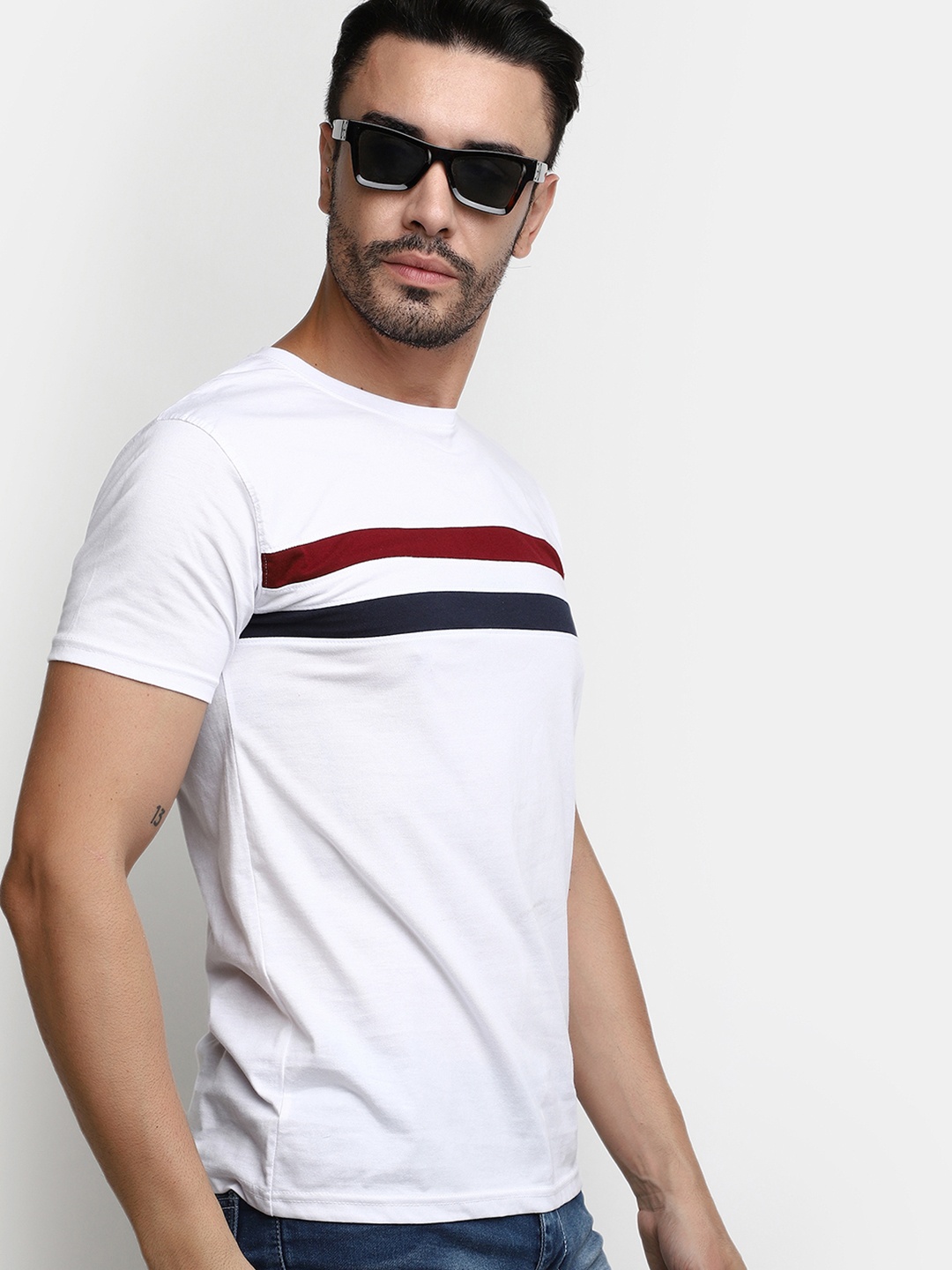 

V-Mart Striped Slim Fit T-shirt, White