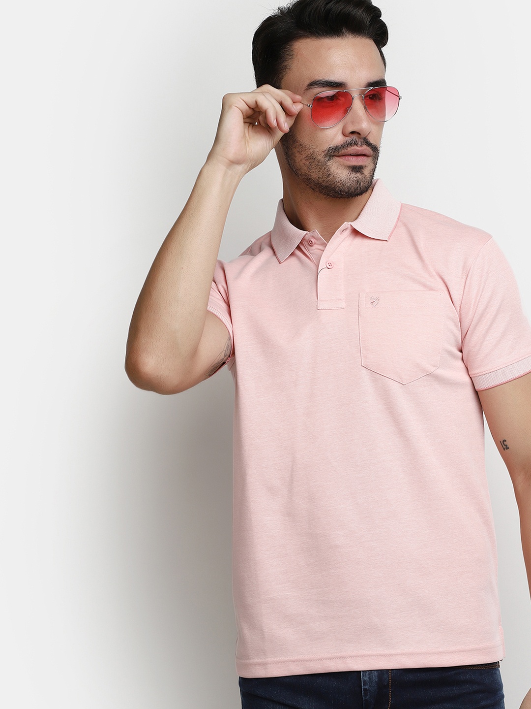 

V-Mart Polo Collar Cotton T-shirt, Pink