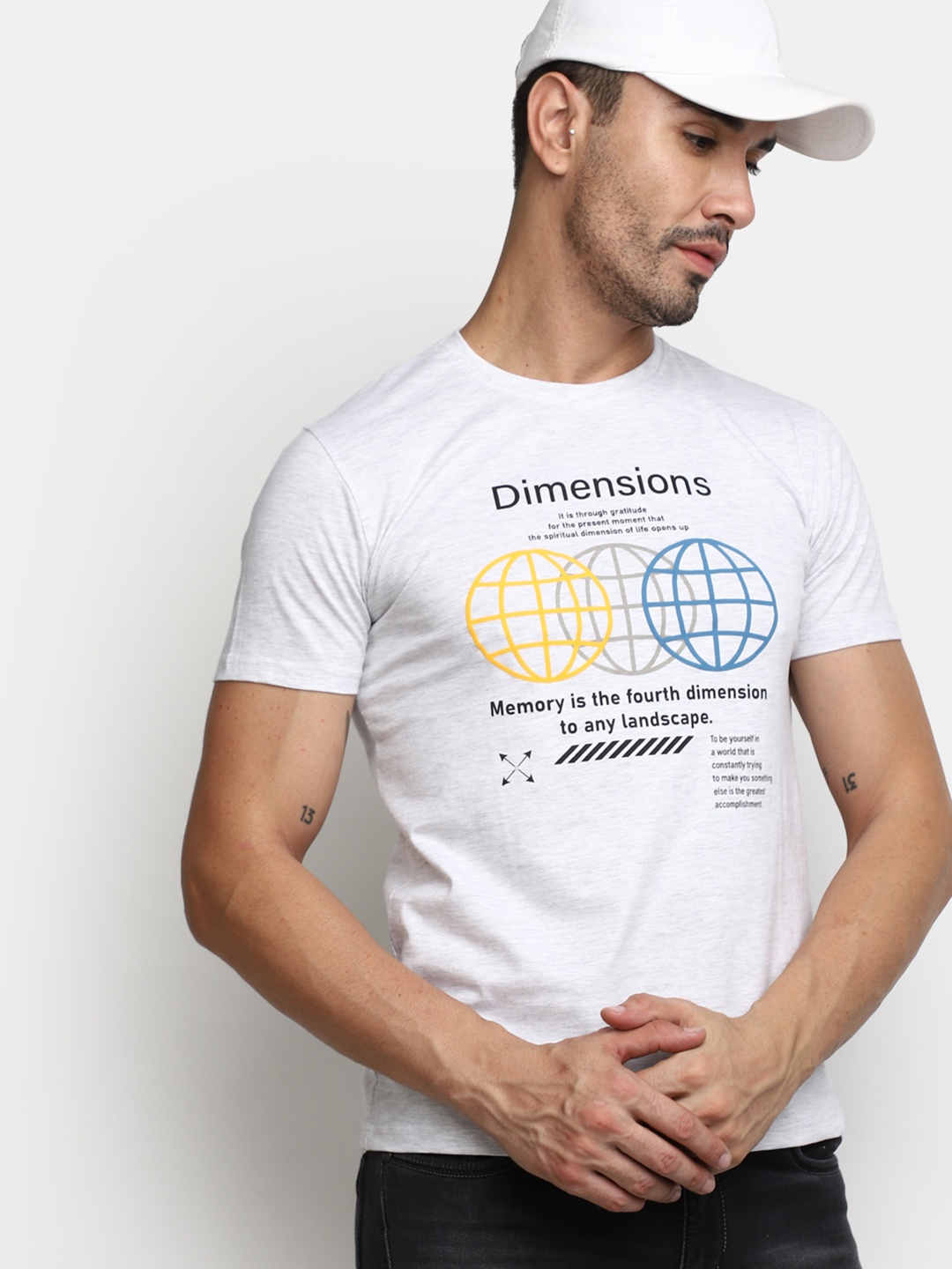 

V-Mart Graphic Printed Cotton Slim Fit T-shirt, White