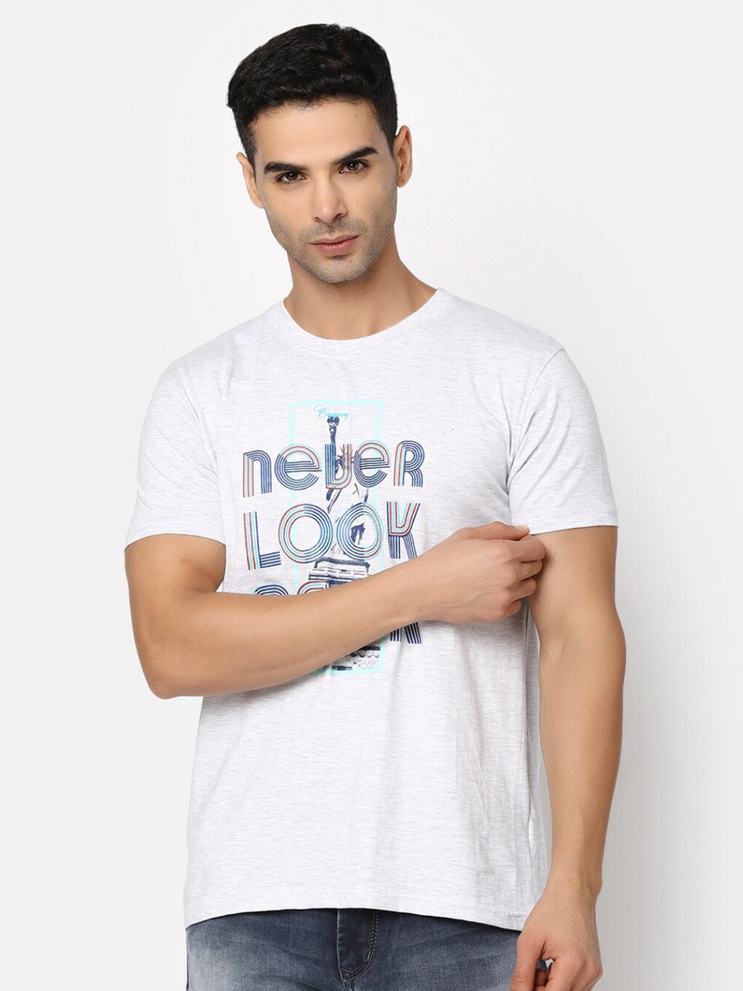 

V-Mart Typography Printed Cotton T-shirt, Grey
