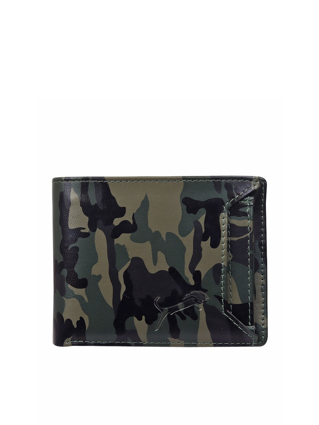 

WILD EDGE Unisex Camouflage Printed Two Fold Wallet, Green