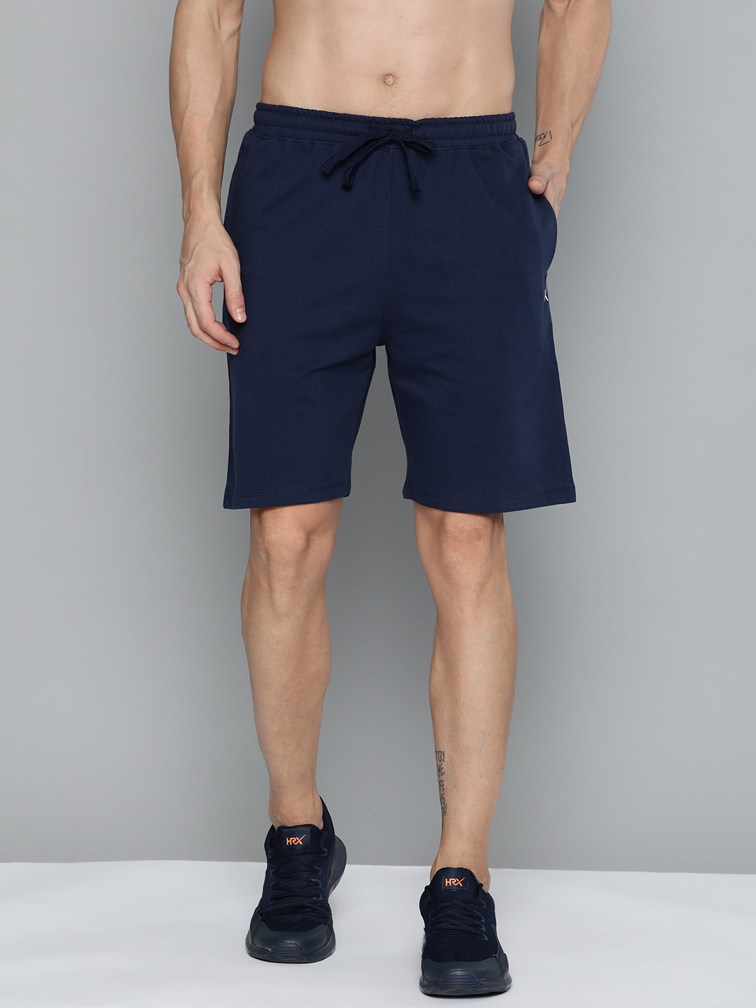 

HRX by Hrithik Roshan Men Training or Gym Sports Bio Wash Shorts, Navy blue