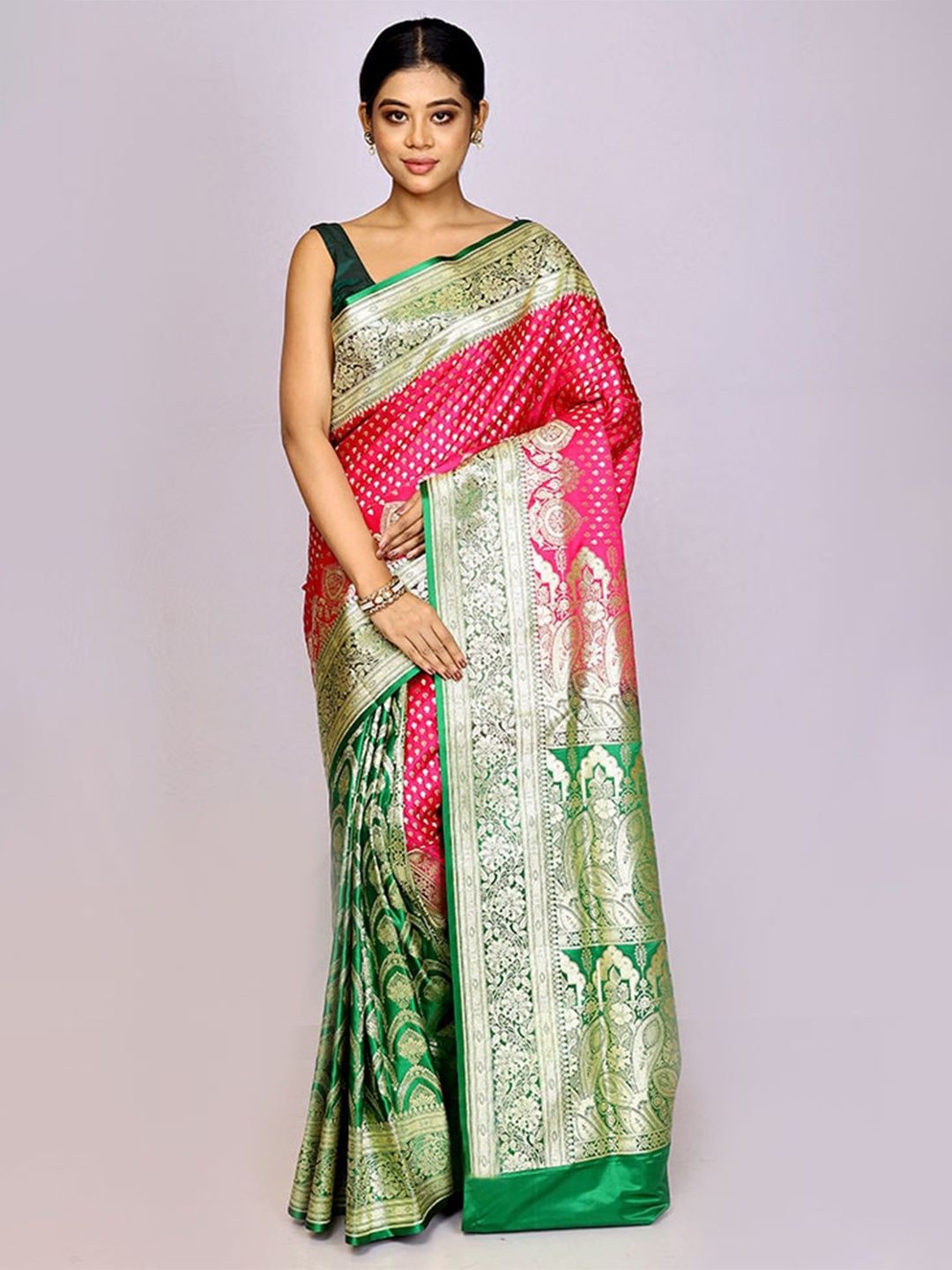 

AllSilks Ethnic Motif Woven Design Zari Banarasi Saree, Pink