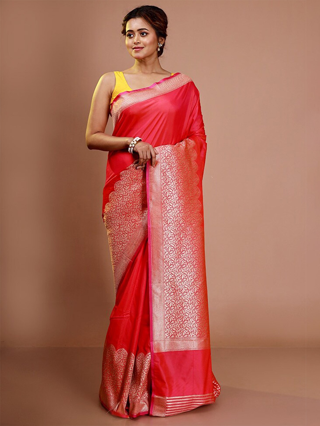 

AllSilks Uppada Silk Zari Saree, Pink