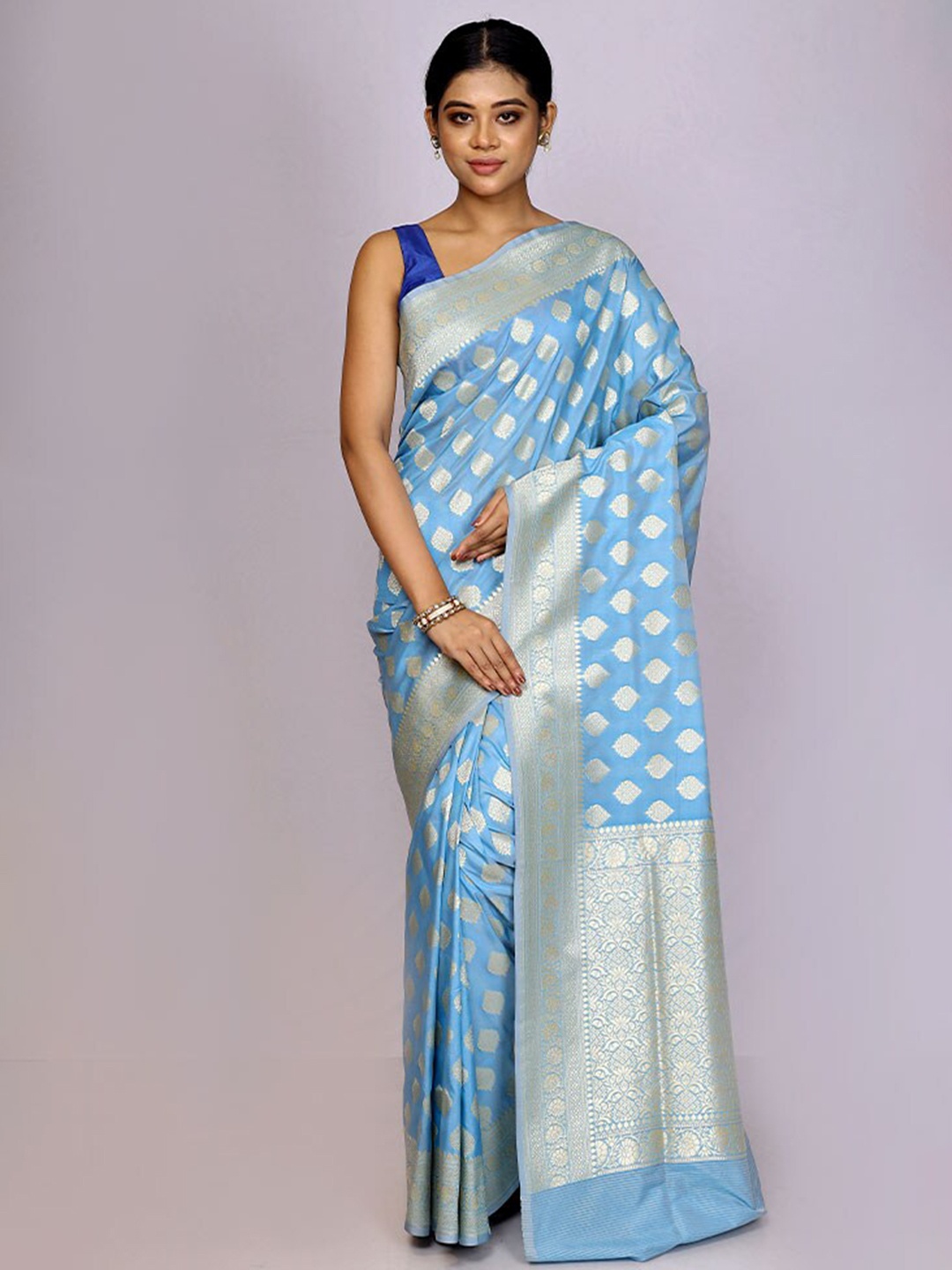 

AllSilks Ethnic Motif Woven Design Zari Saree, Blue