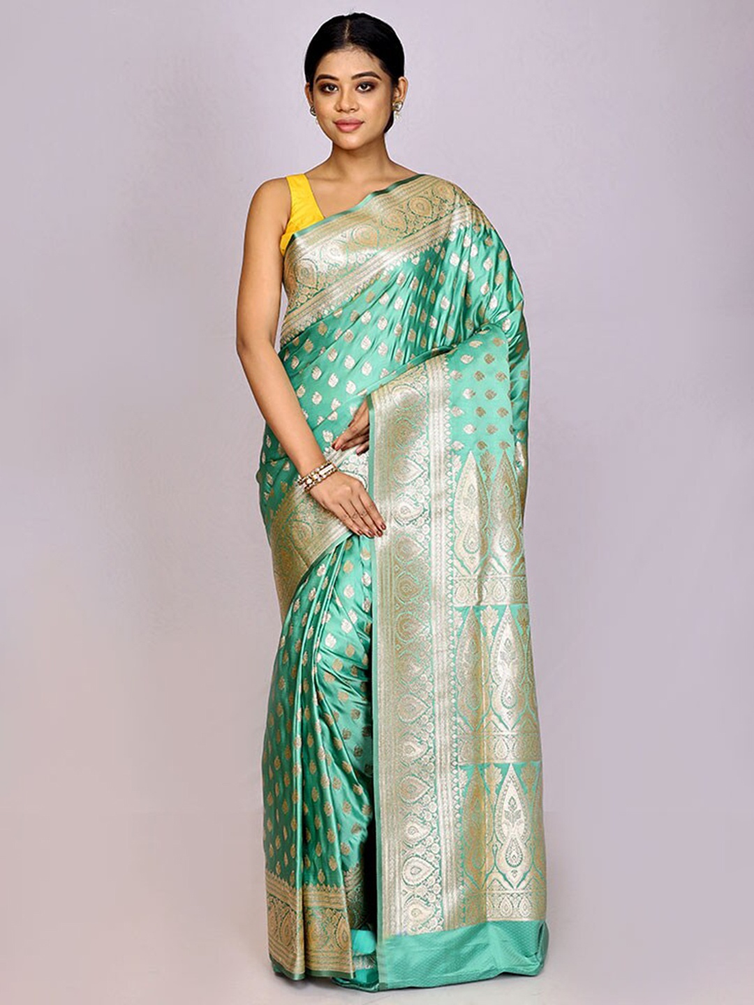 

AllSilks Woven Design Zari Banarasi Saree, Green