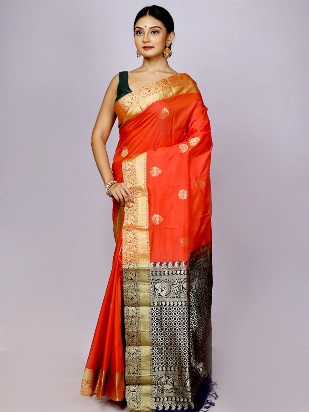 

AllSilks Ethnic Motifs Woven Design Zari Kanjeevaram Saree, Red