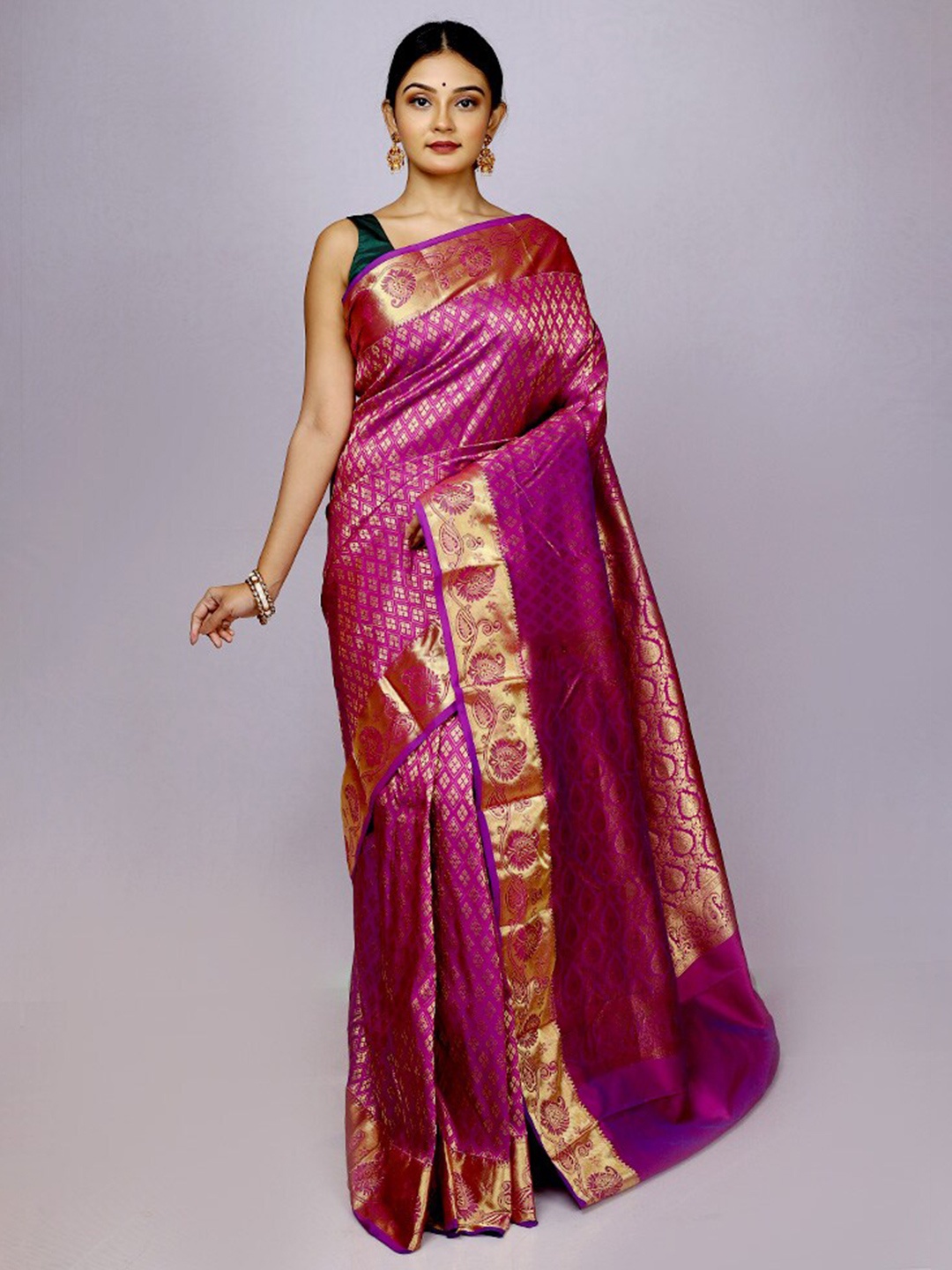 

AllSilks Woven Design Zari Kanjeevaram Saree, Purple