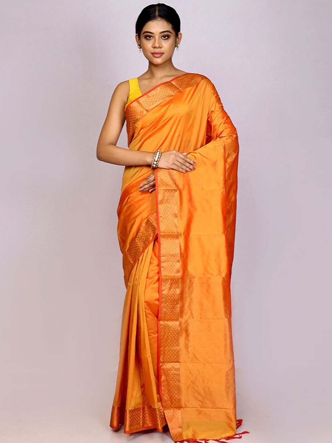 

AllSilks Woven Design Zari Kanjeevaram Saree, Orange