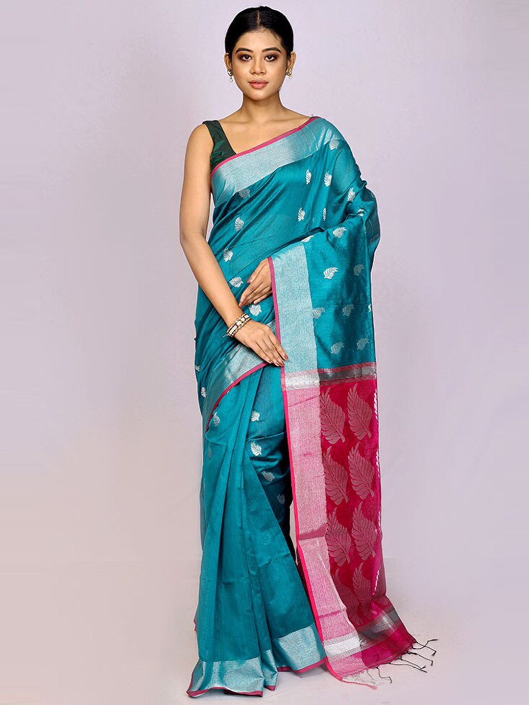 

AllSilks Ethnic Woven Design Zari Saree, Blue
