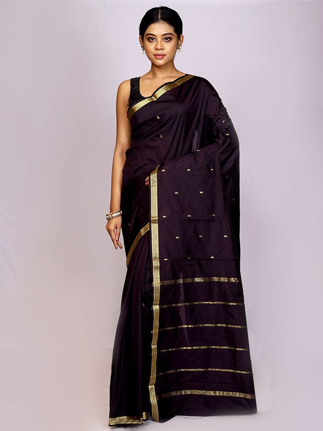 

AllSilks Woven Design Zari Silk Blend Kanjeevaram Saree, Purple
