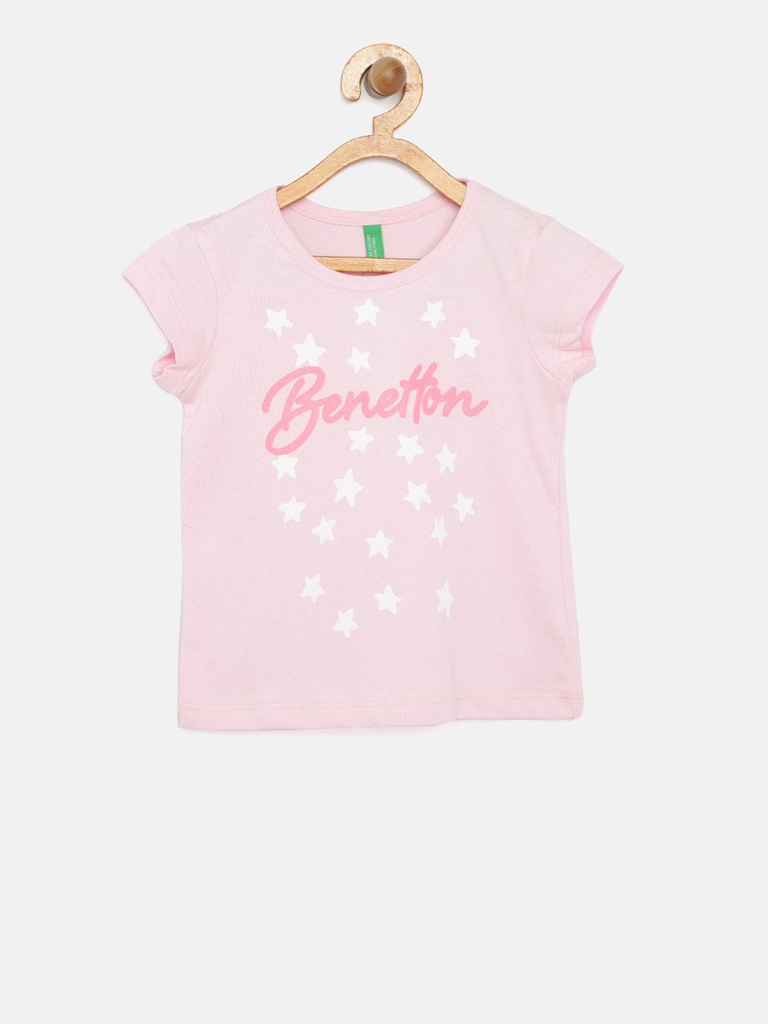 United Colors of Benetton Girls Pink Printed Round Neck T-shirt