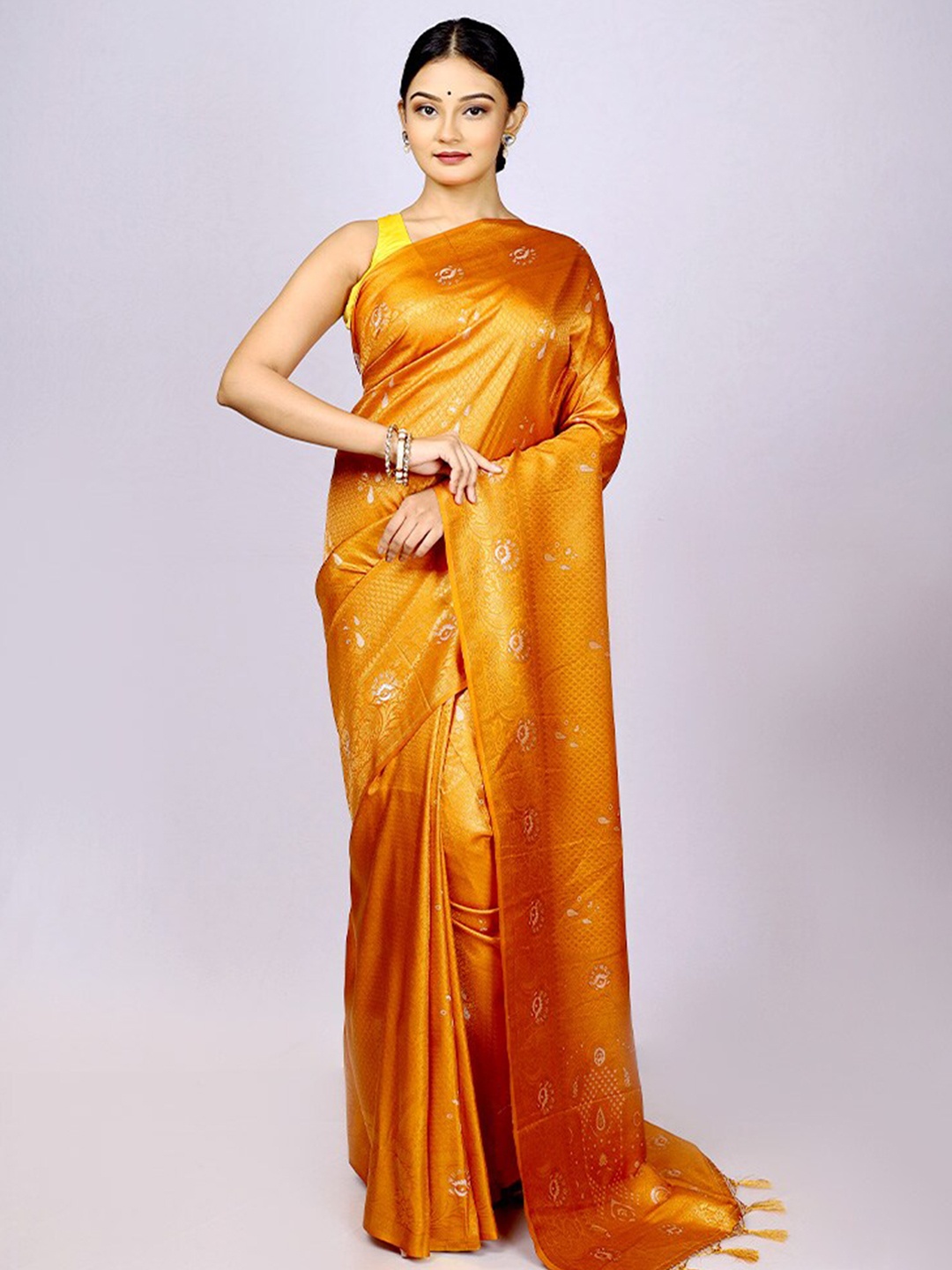 

AllSilks Woven Design Zari Saree, Orange