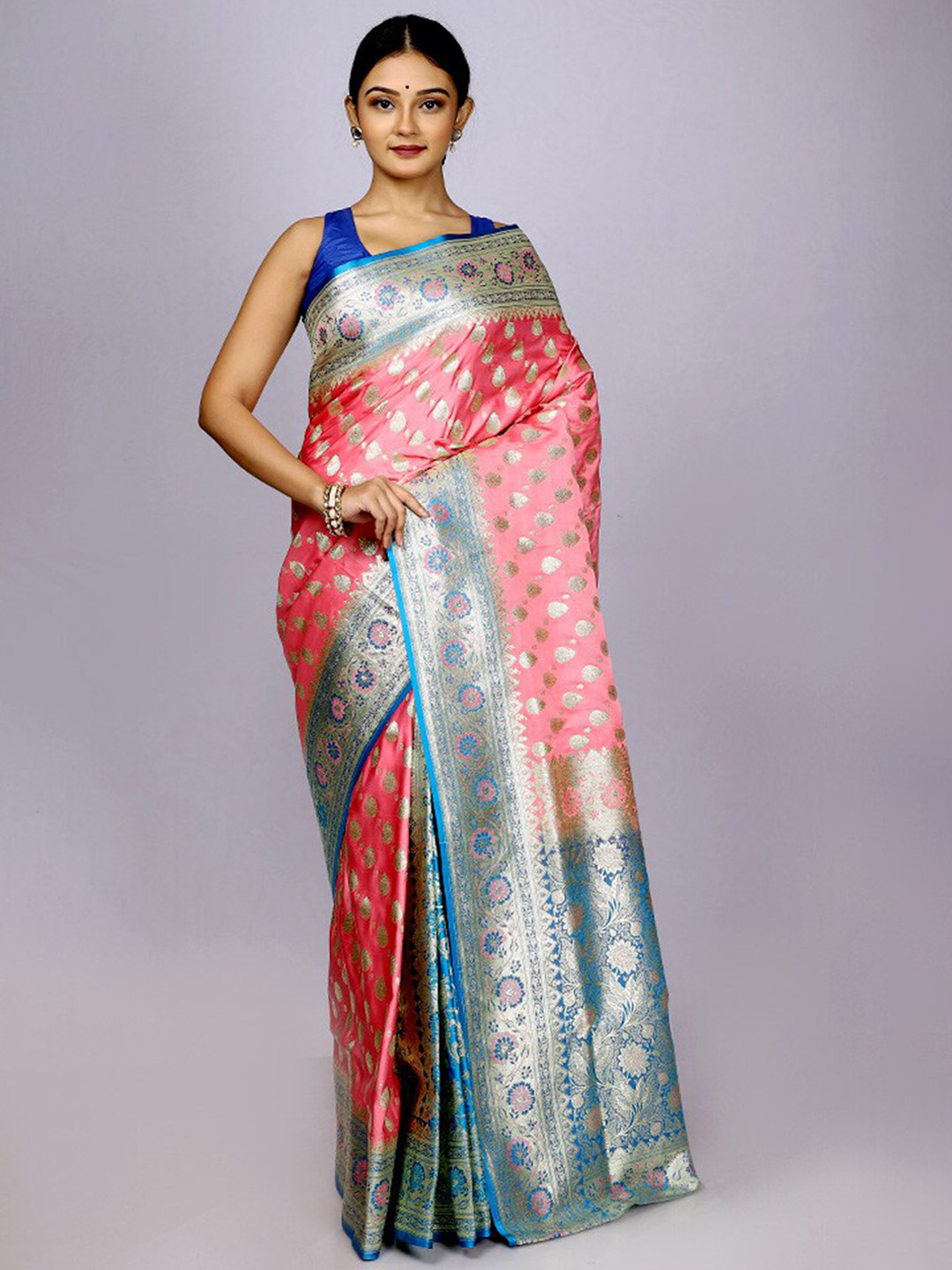 

AllSilks Woven Design Zari Banarasi Saree, Pink