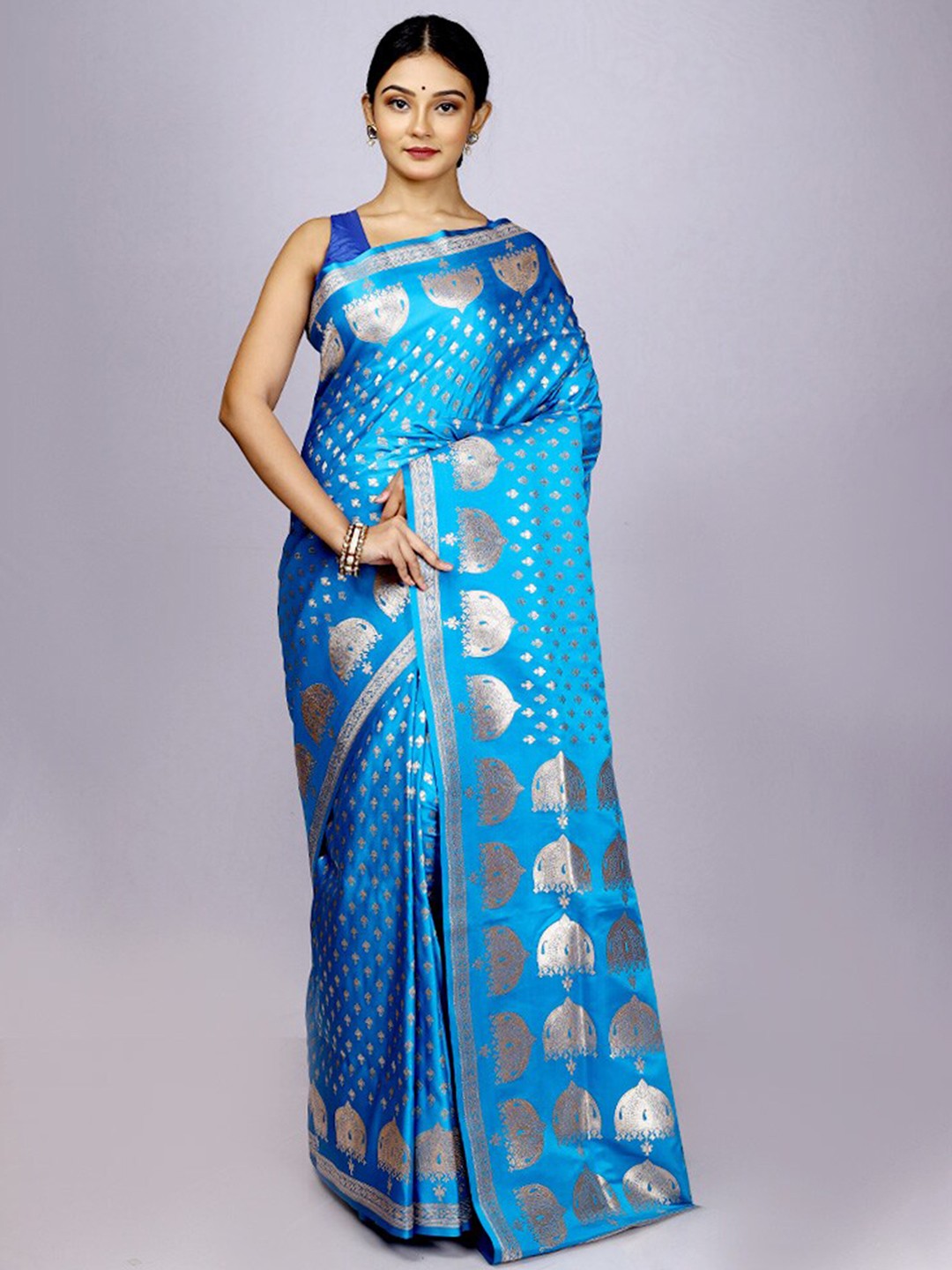

AllSilks Ethnic Motifs Woven Design Zari Banarasi Saree, Blue