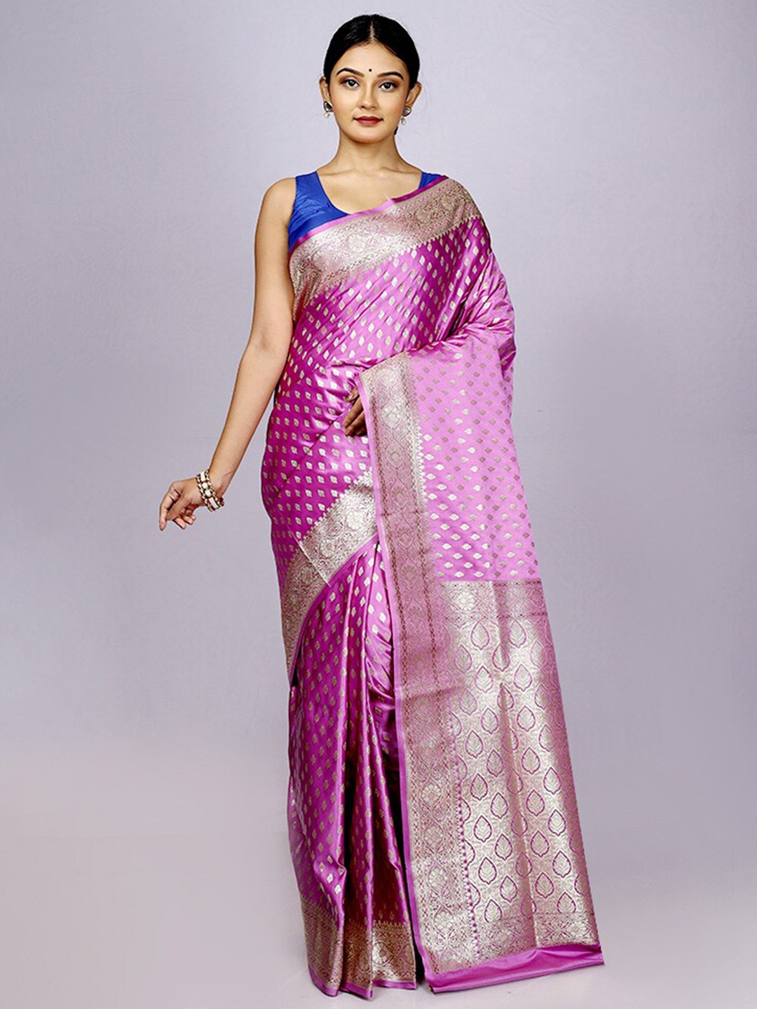 

AllSilks Ethnic Motif Woven Design Zari Banarasi Saree, Purple