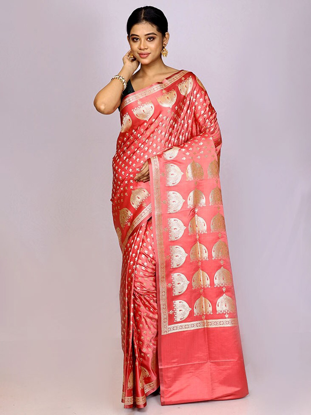 

AllSilks Woven Design Zari Banarasi Saree, Pink