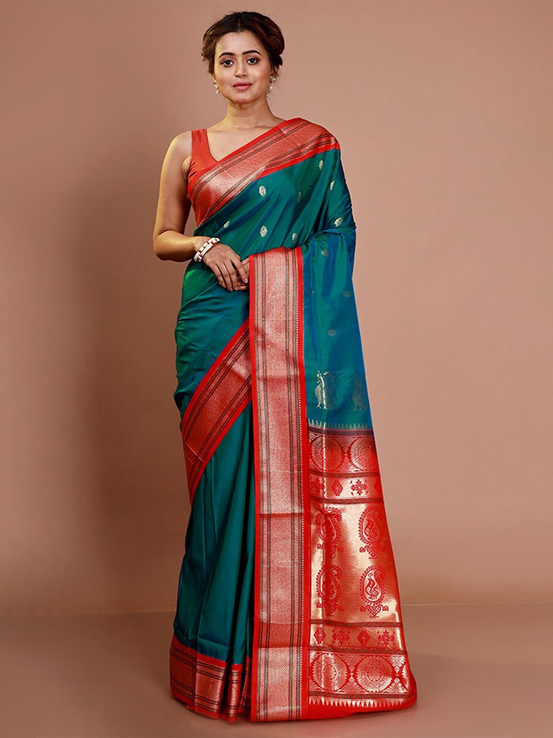 

AllSilks Woven Design Zari Kanjeevaram Saree, Blue
