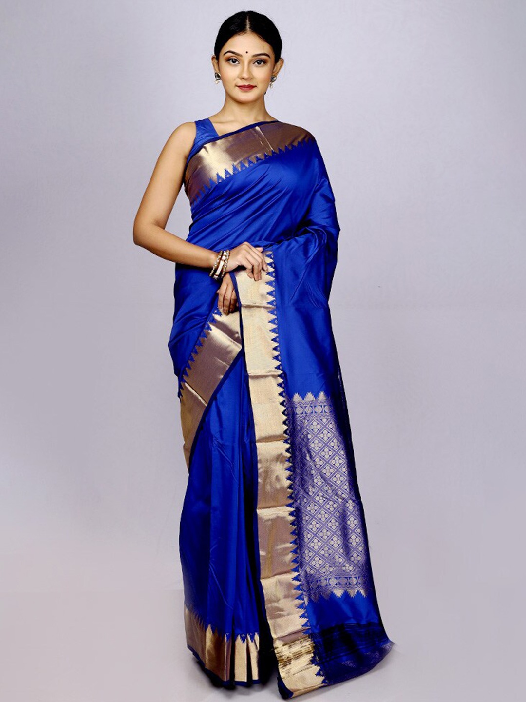 

AllSilks Zari Kanjeevaram Saree, Blue