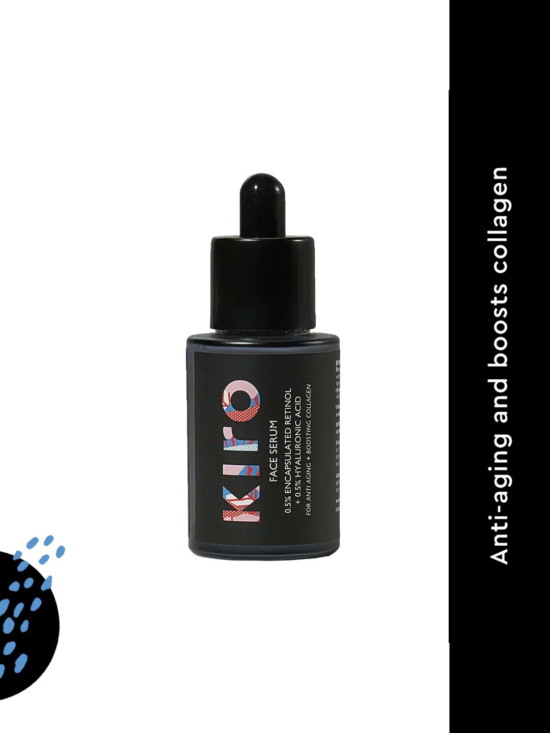 

KIRO 0.5% Encapsulated Retinol & 0.5% Hyaluronic Acid Face Serum for Anti-Aging - 30 ml, Black
