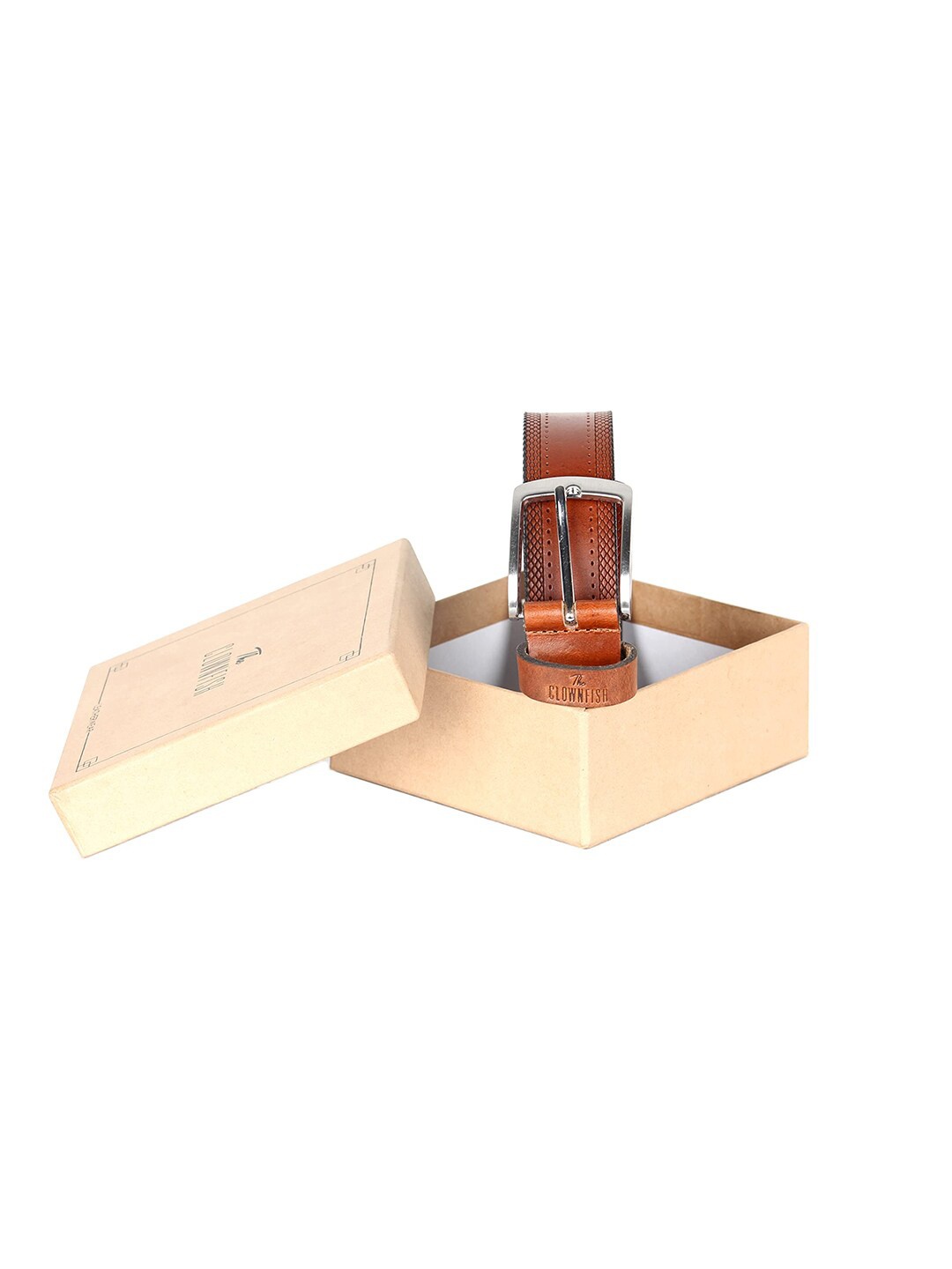 

THE CLOWNFISH Textured Leather Belt, Brown