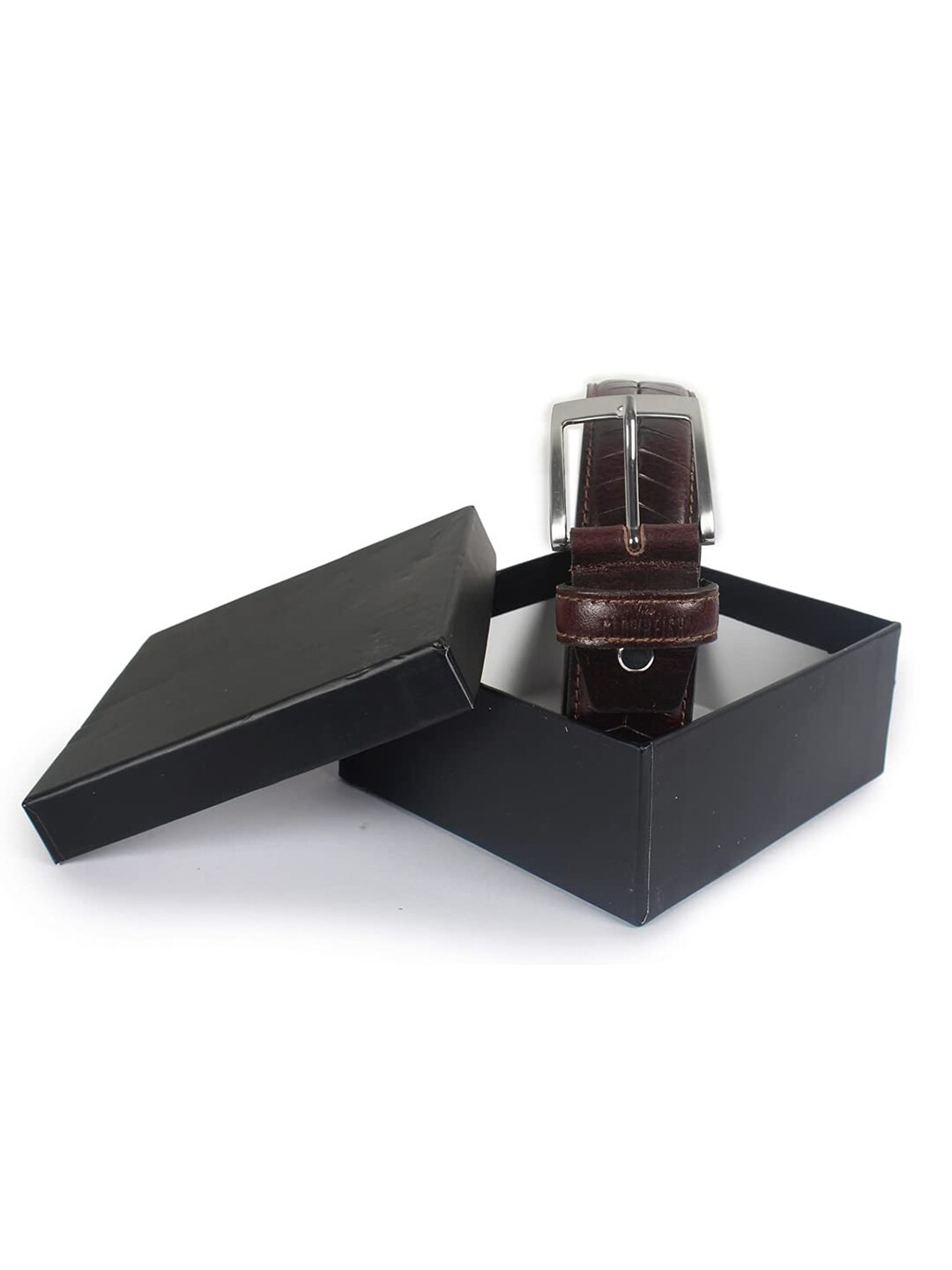 

THE CLOWNFISH Textured Leather Belt, Brown