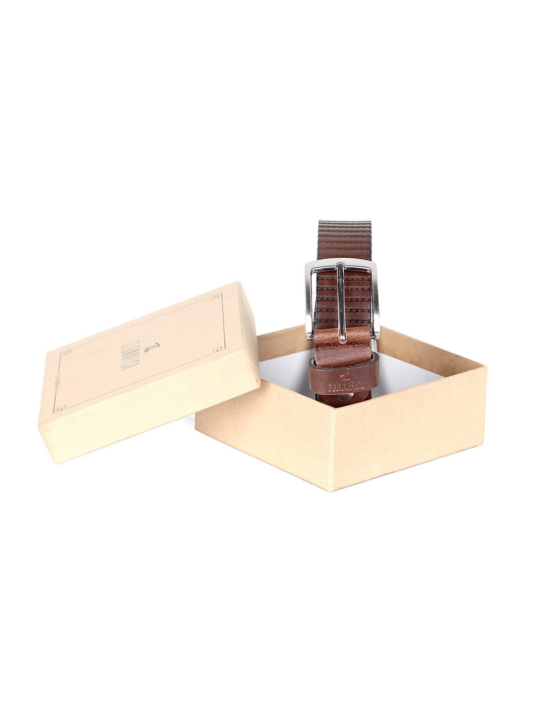 

THE CLOWNFISH Textured Leather Belt, Coffee brown