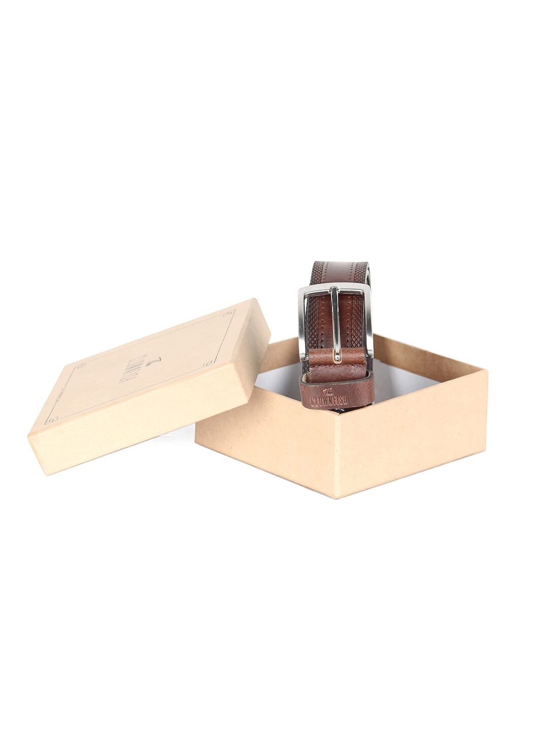 

THE CLOWNFISH Men Textured Leather Formal Belt, Coffee brown