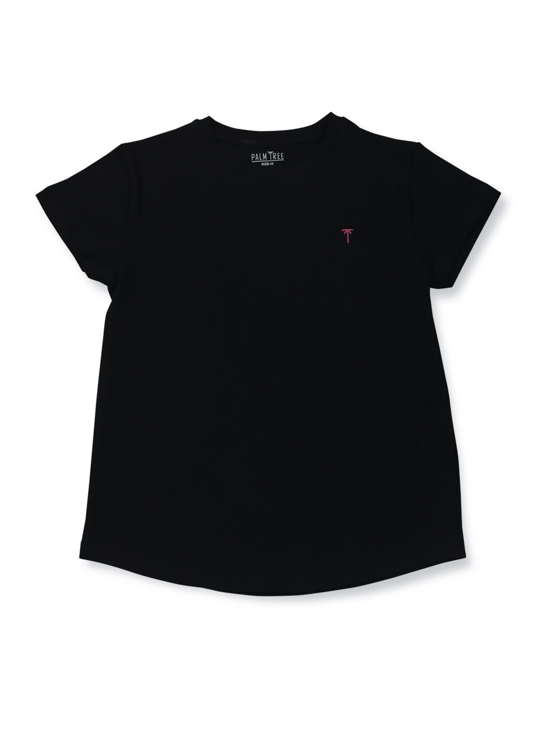 

Palm Tree Girls Round Neck Cotton Regular Top, Black