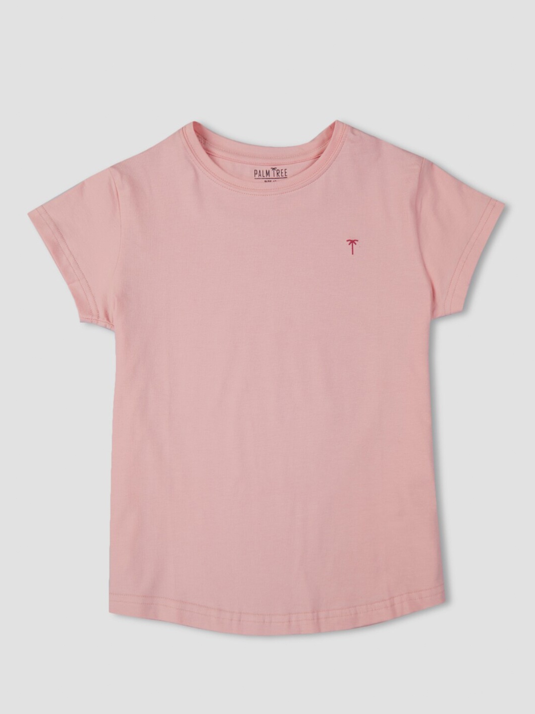 

Palm Tree Girls Round Neck Cotton Regular Top, Peach