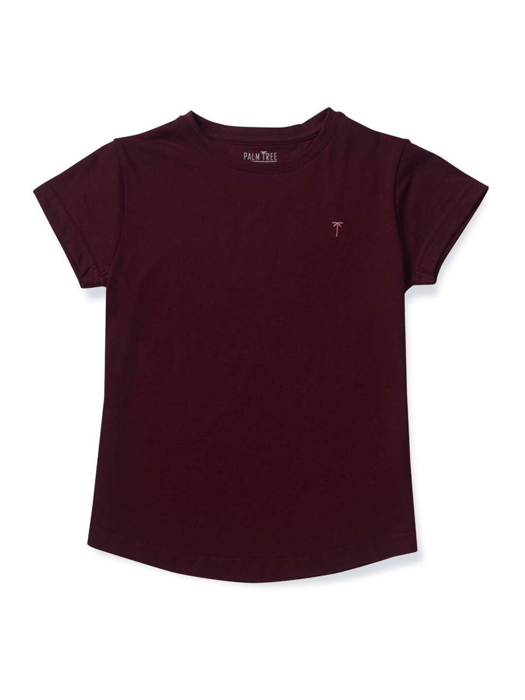 

Palm Tree Girls Round Neck Cotton Regular Top, Brown