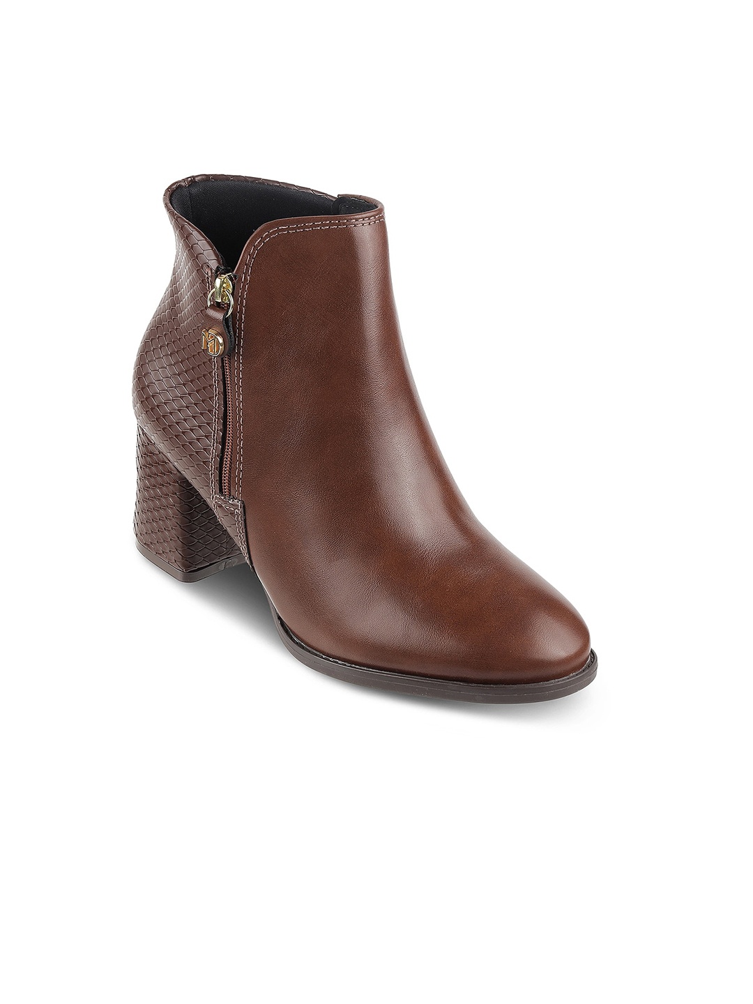 

MODARE Women Textured Mid-Top Regular Boots, Coffee brown