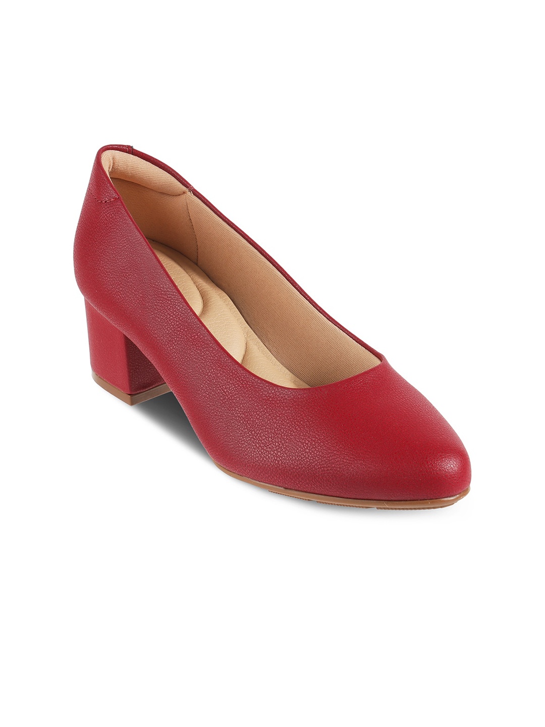 

MODARE Round Toe Work Block Pumps, Red