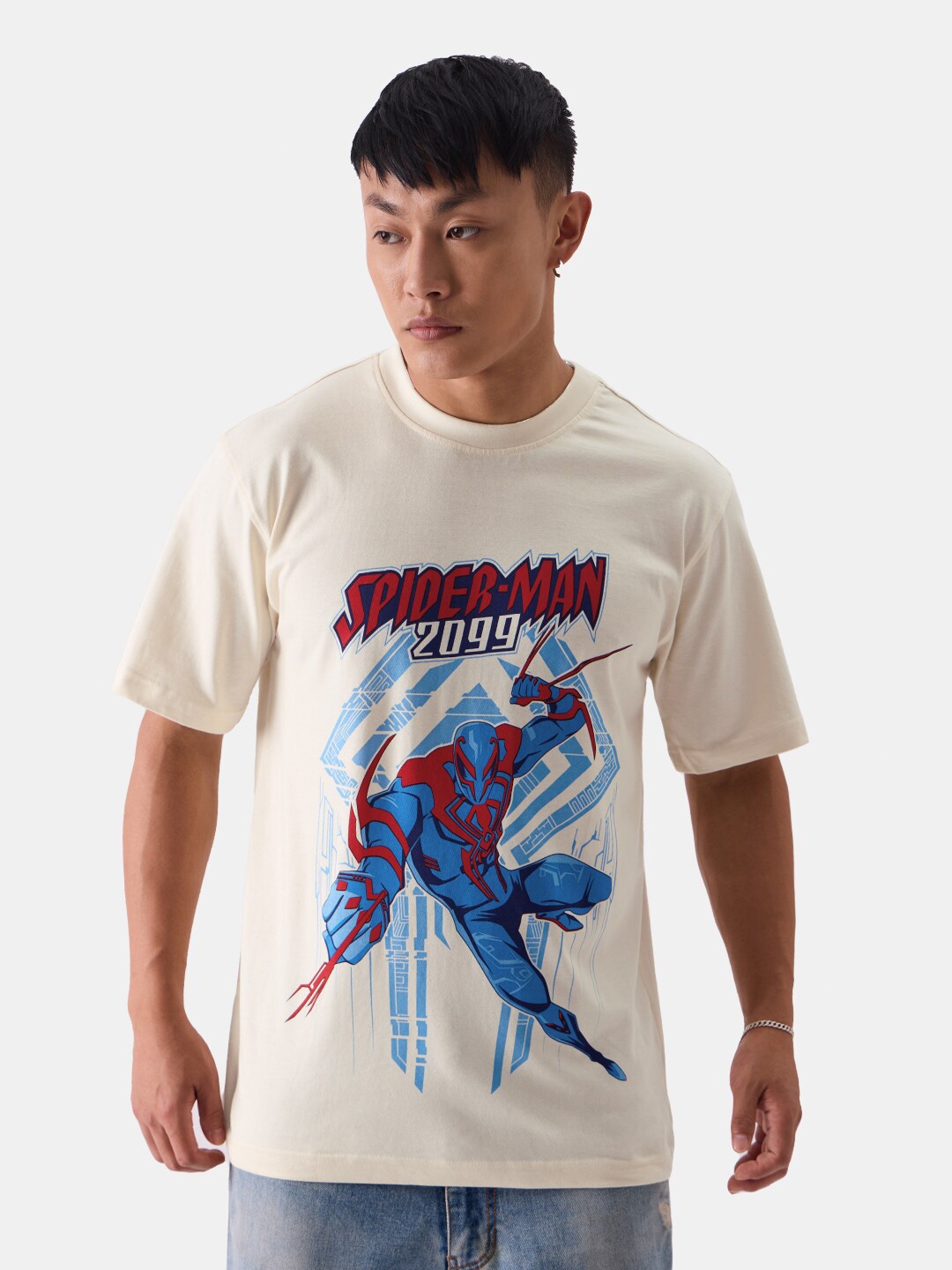 

The Souled Store Off White Printed Cotton T-shirt