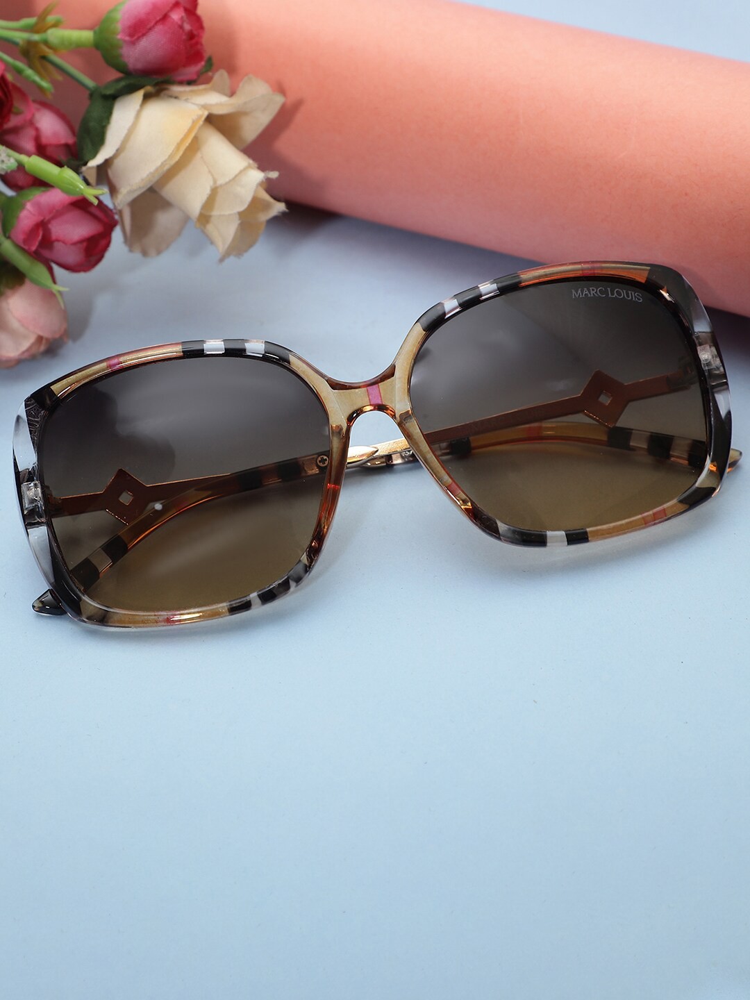 

MARC LOUIS Women UV Protected Lens Square Sunglasses, Brown