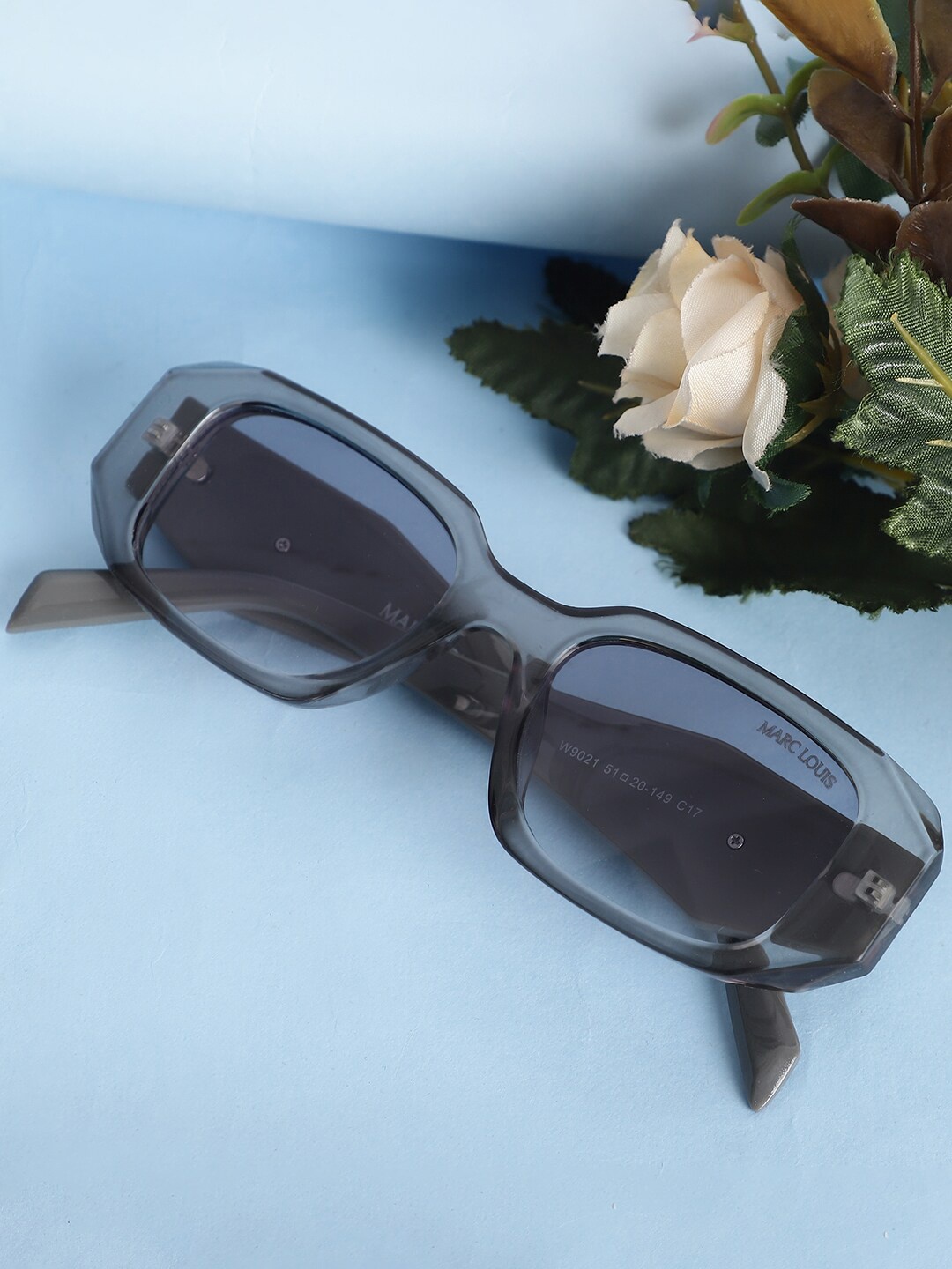 

MARC LOUIS Women Rectangle Sunglasses With UV Protected Lens ML W9021-C17, Grey