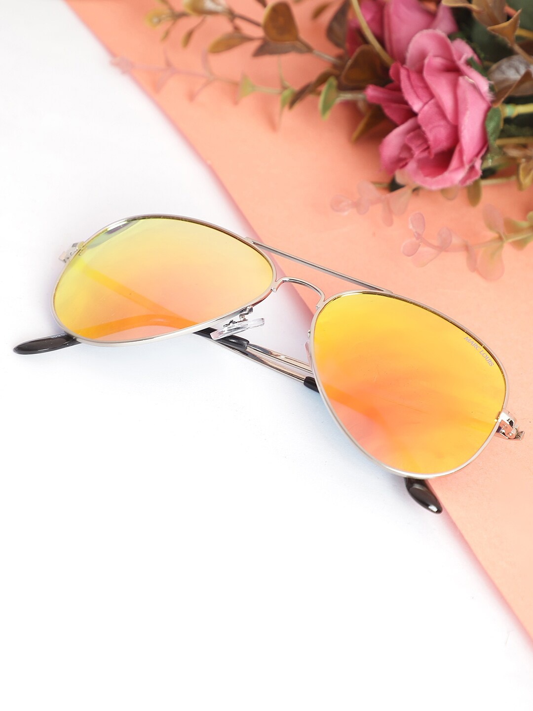 

MARC LOUIS Women Polarised Lens Aviator Sunglasses, Yellow