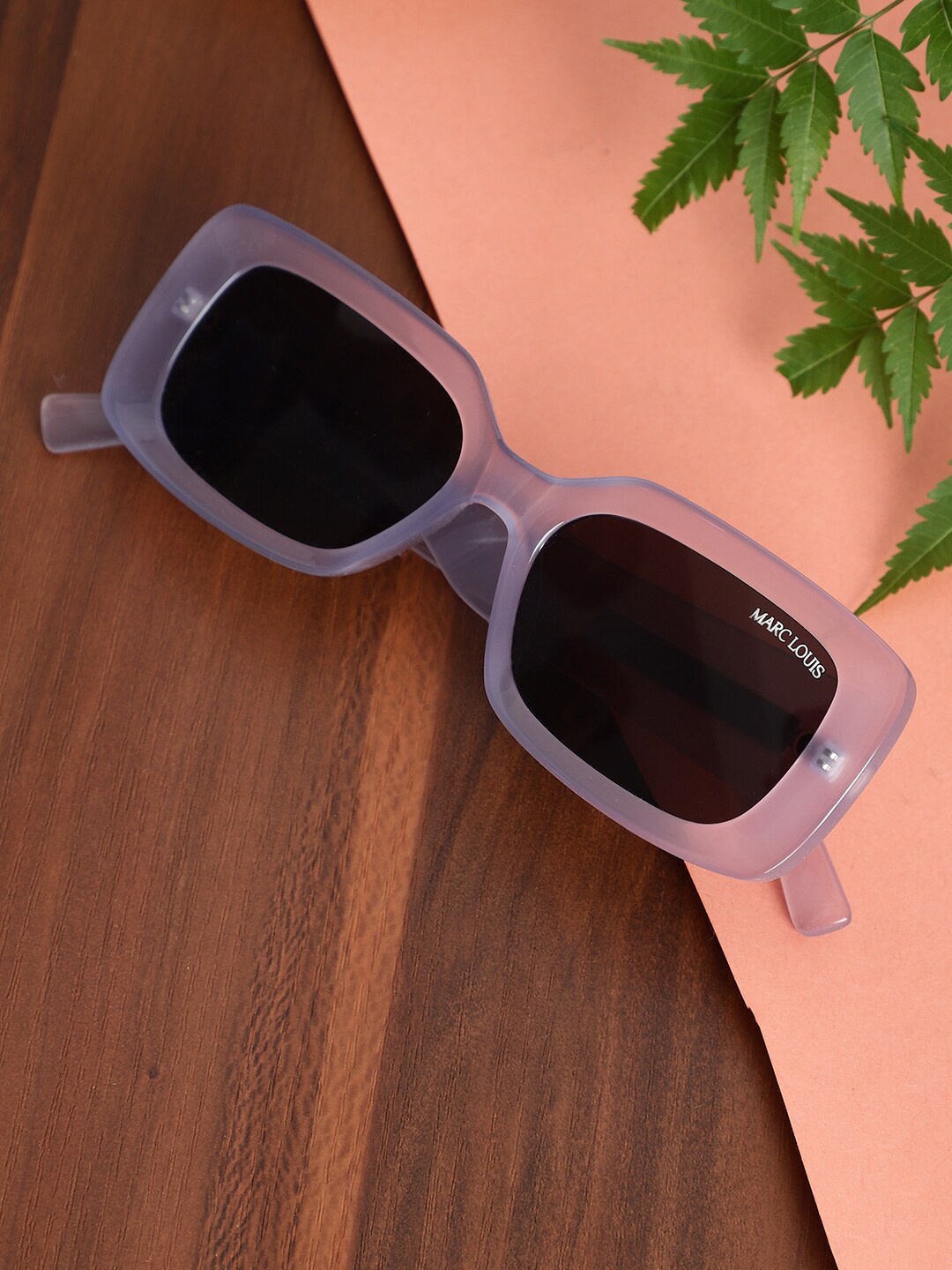 

MARC LOUIS Women Rectangle Sunglasses with UV Protected Lens MARC LOUIS W9045-C49 MAUVE SG, Black