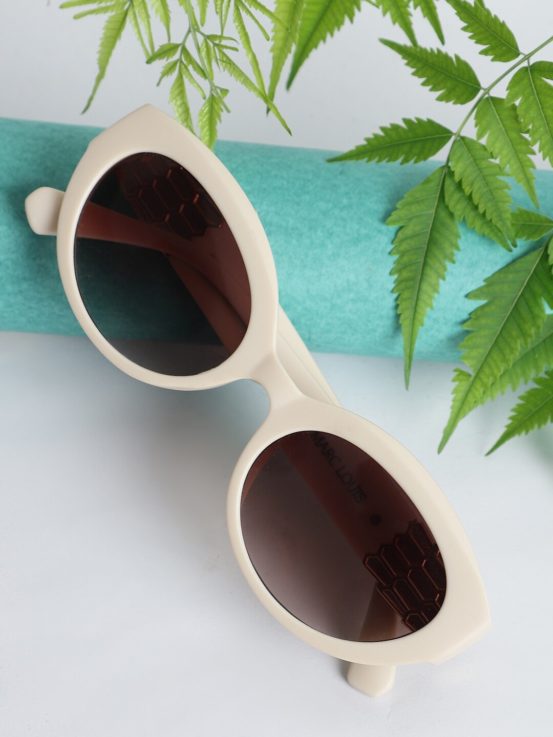 

MARC LOUIS Women Oval Sunglasses with UV Protected Lens MARC LOUIS G15001-A124 CREAM SG, Brown