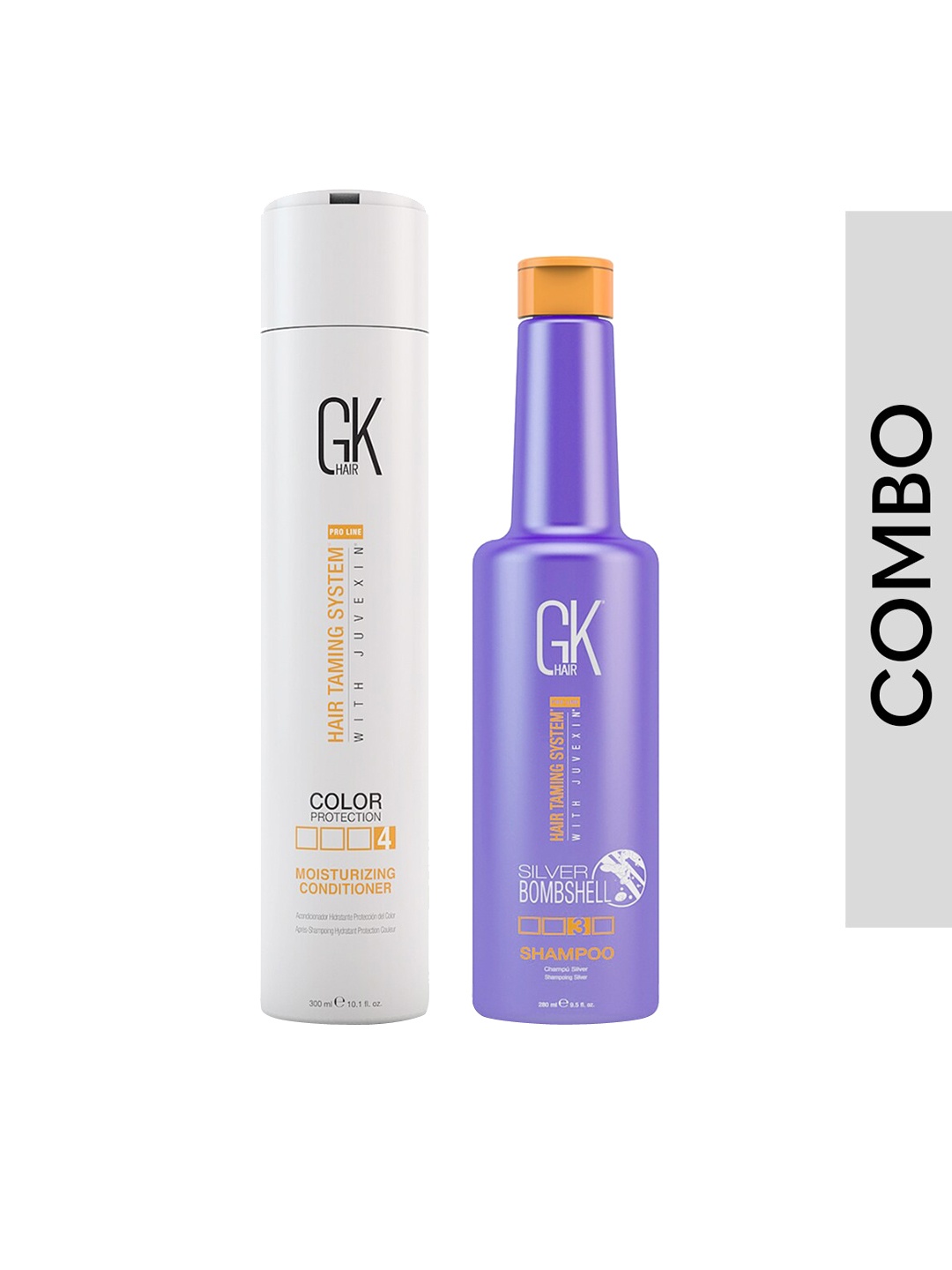 

GK HAIR Set of Silver Bombshell Shampoo - 280 ml & Moisturizing Conditioner - 300 ml, White