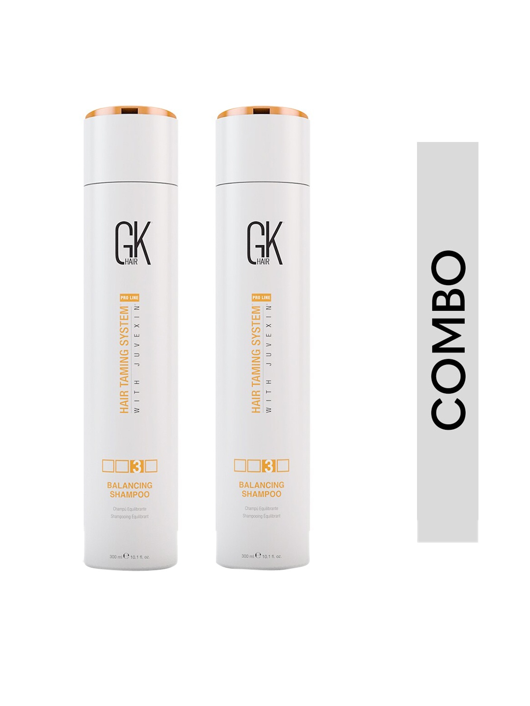 

GK HAIR Set of 2 Hair Taming System Balancing Shampoo with Juvexin - 300 ml each, White