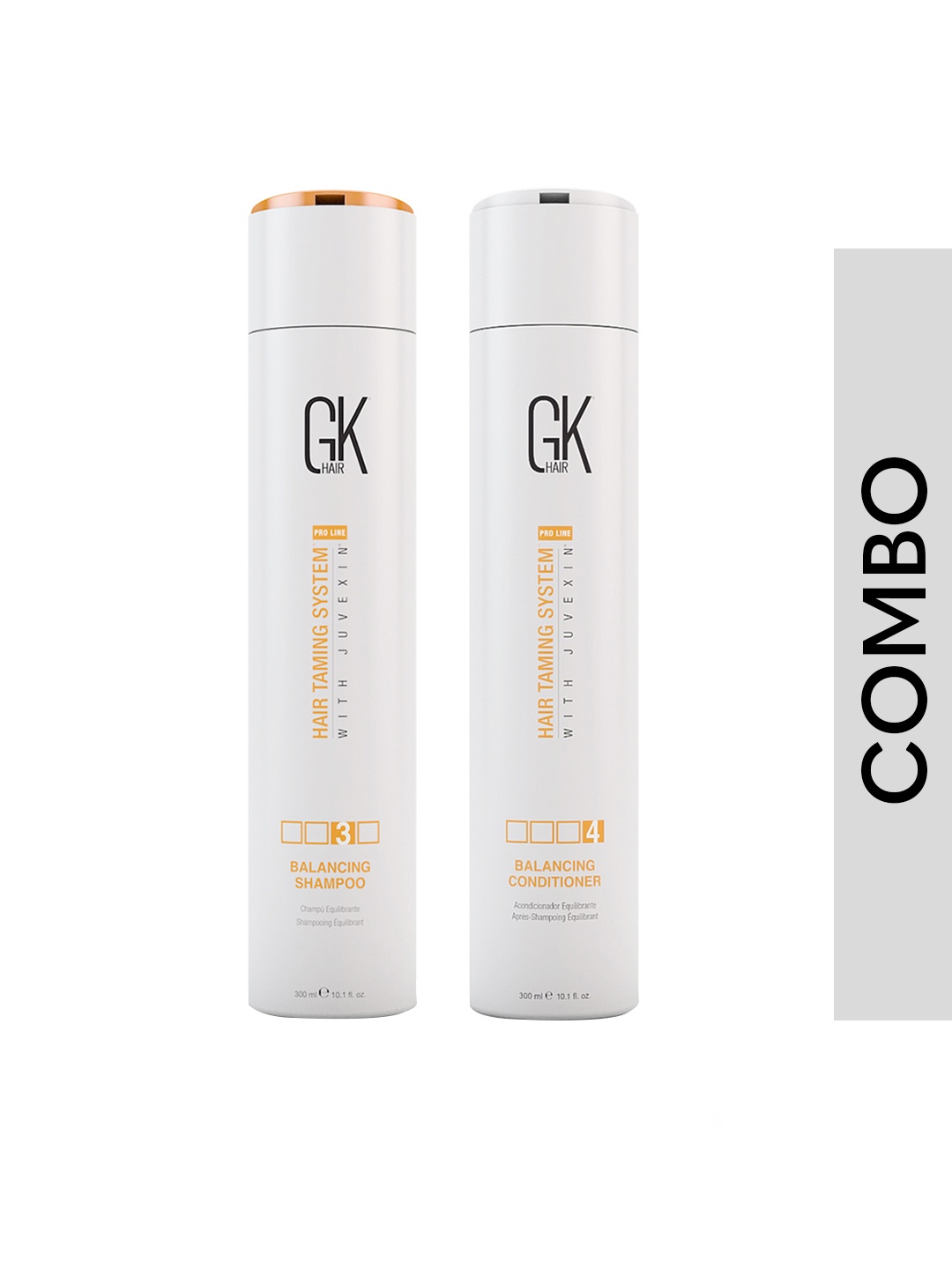 

GK HAIR Set of Keratin Balancing Shampoo & Conditioner with Juvexin - 300 ml each, White